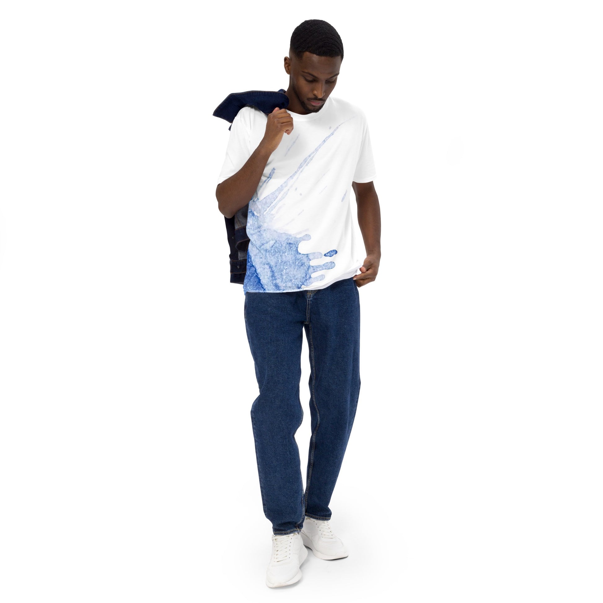 Watercolour Blue Splash - Mens T-Shirt - iSAW Company