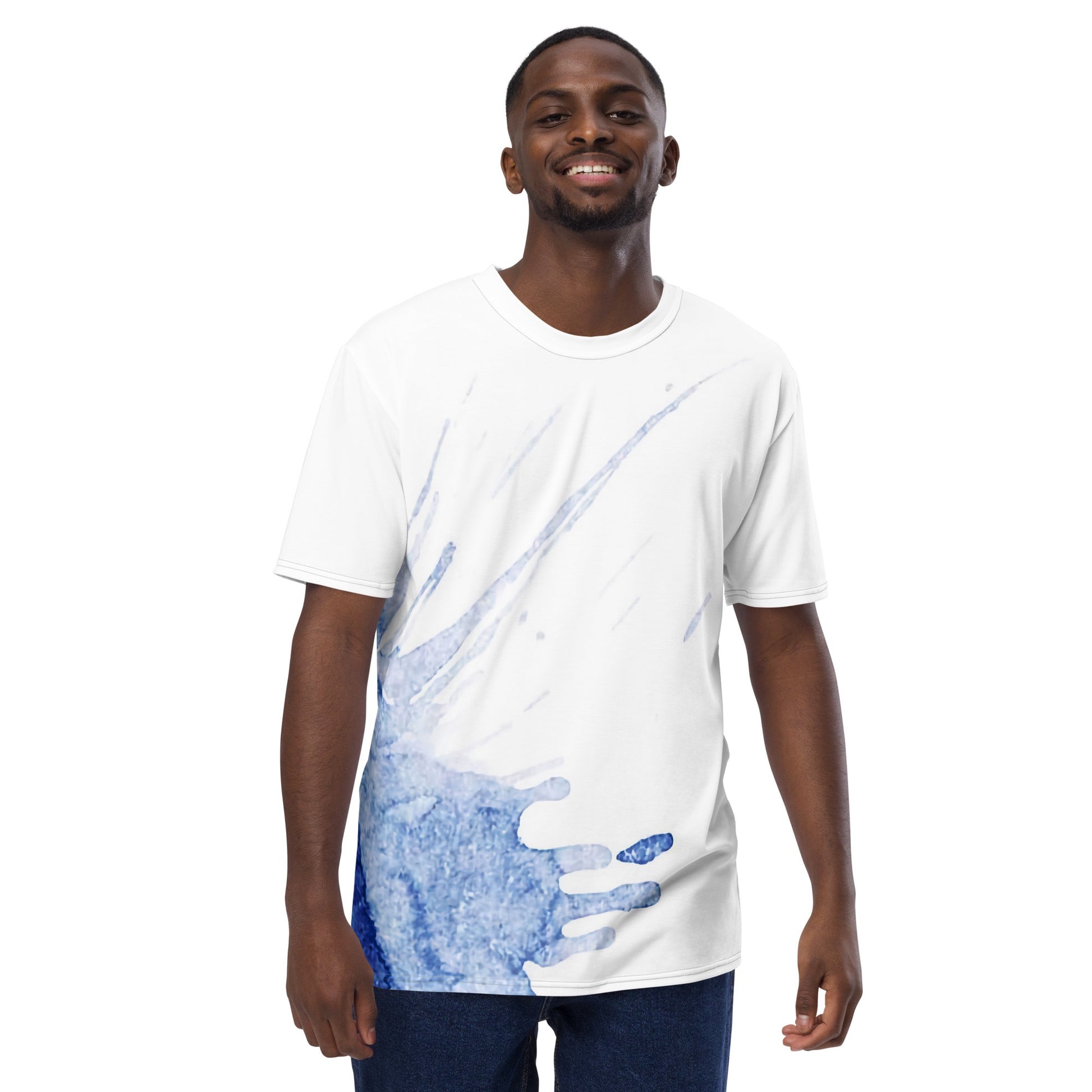 Watercolour Blue Splash - Mens T-Shirt - iSAW Company