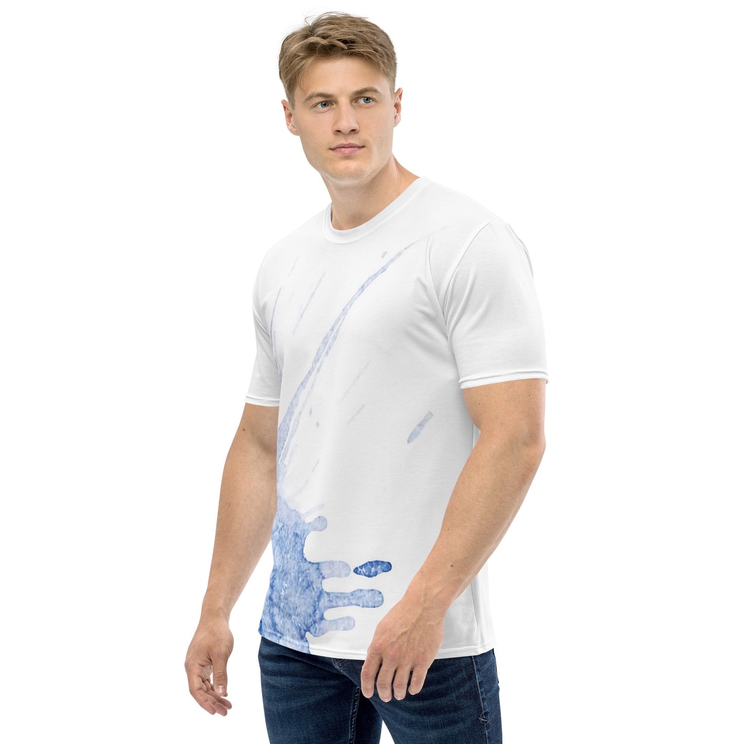 Watercolour Blue Splash - Mens T-Shirt - iSAW Company