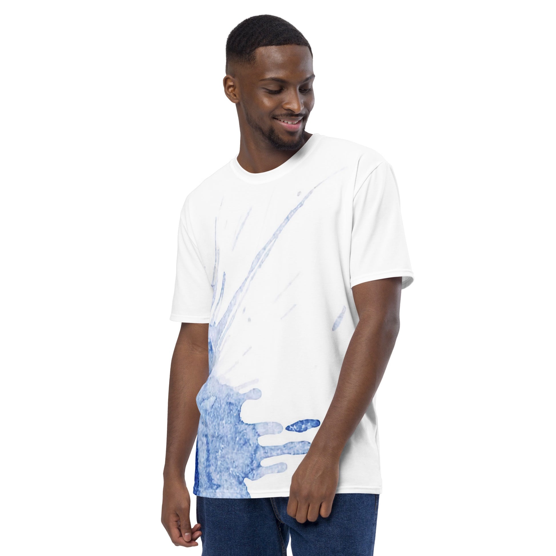Watercolour Blue Splash - Mens T-Shirt - iSAW Company