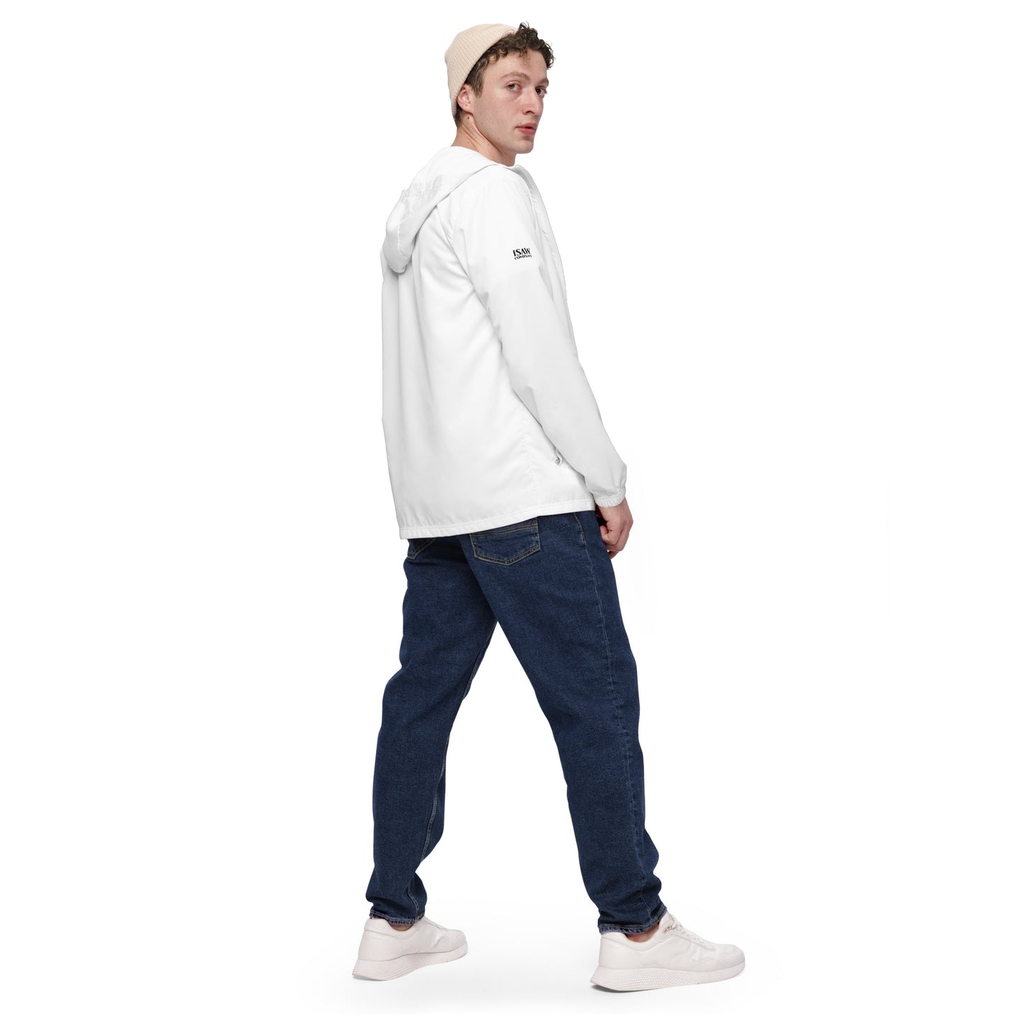 iSAW Mens White Windbreaker - iSAW Company
