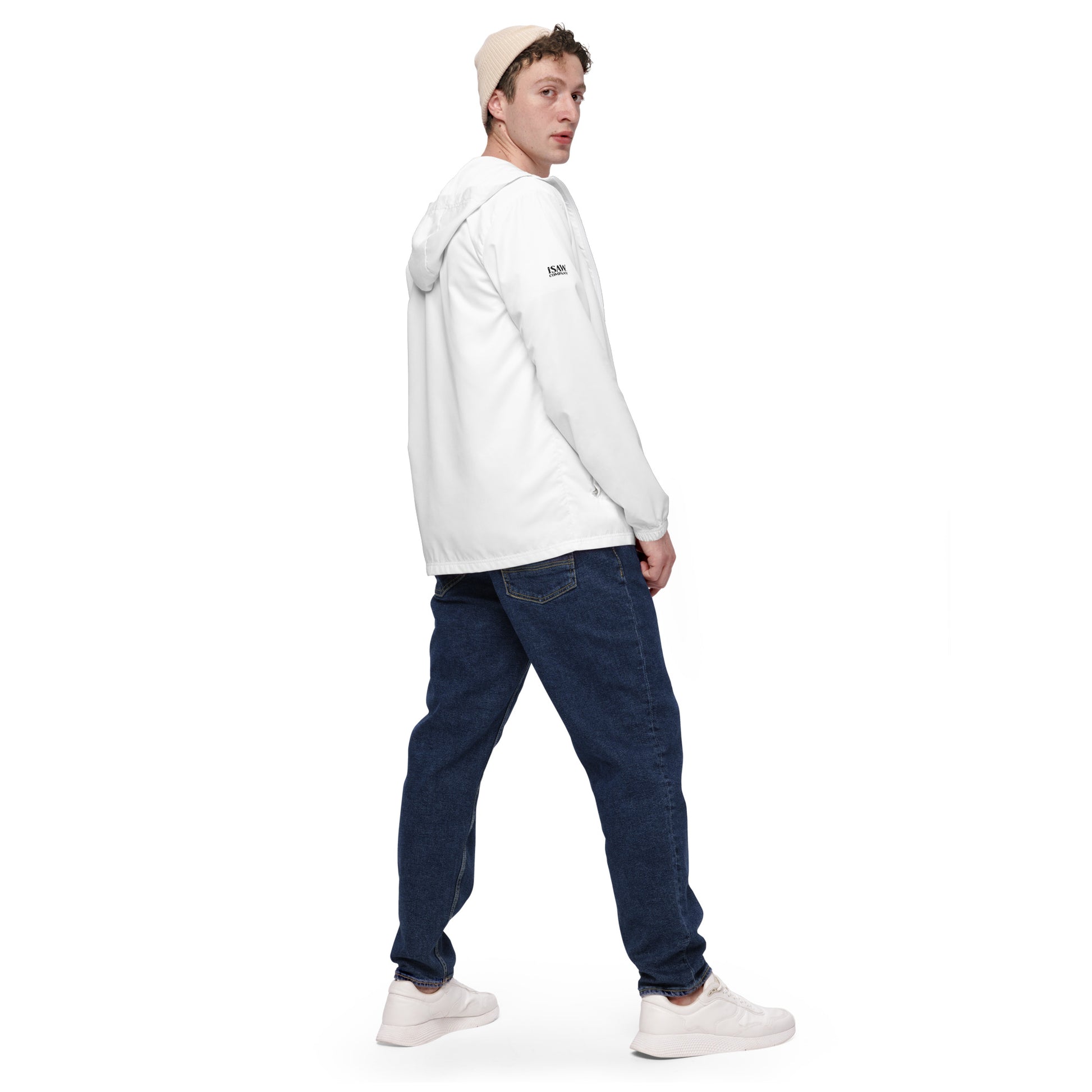 iSAW Mens White Windbreaker - iSAW Company