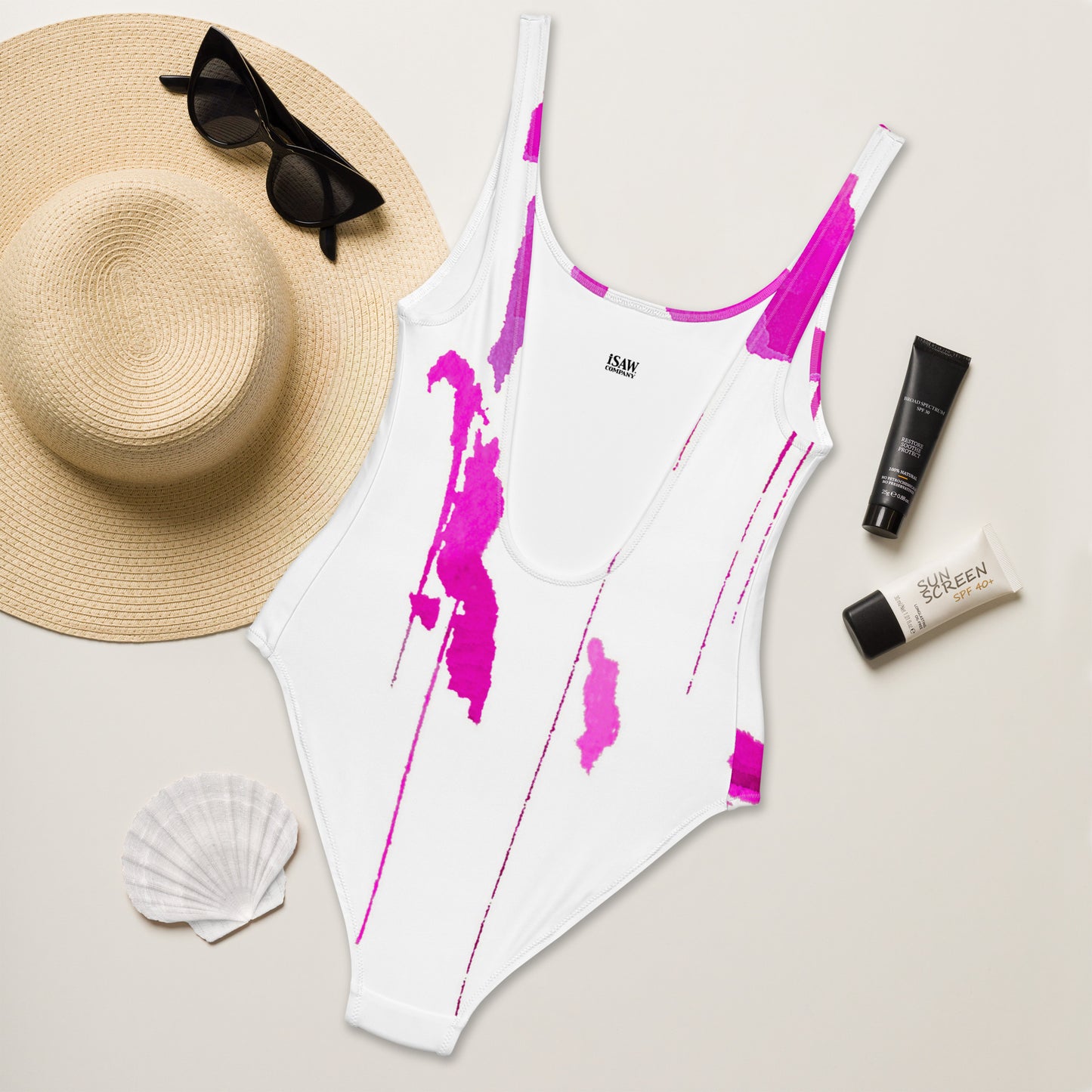 Tracks Of My Tears - Womens Pink One - Piece Swimsuit - iSAW Company