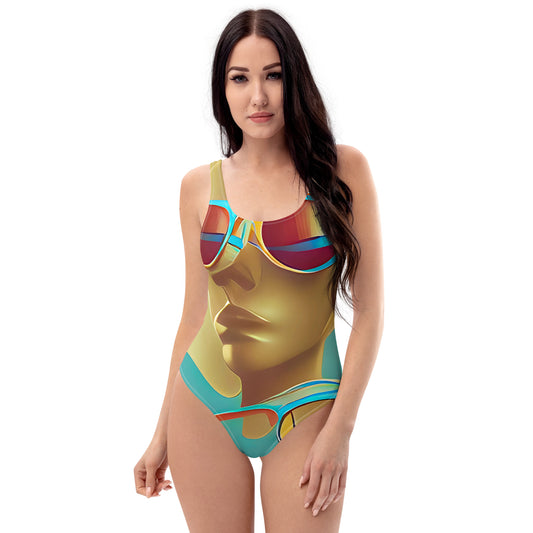 Retro Cool Blue - Womens One - Piece Swimsuit - iSAW Company