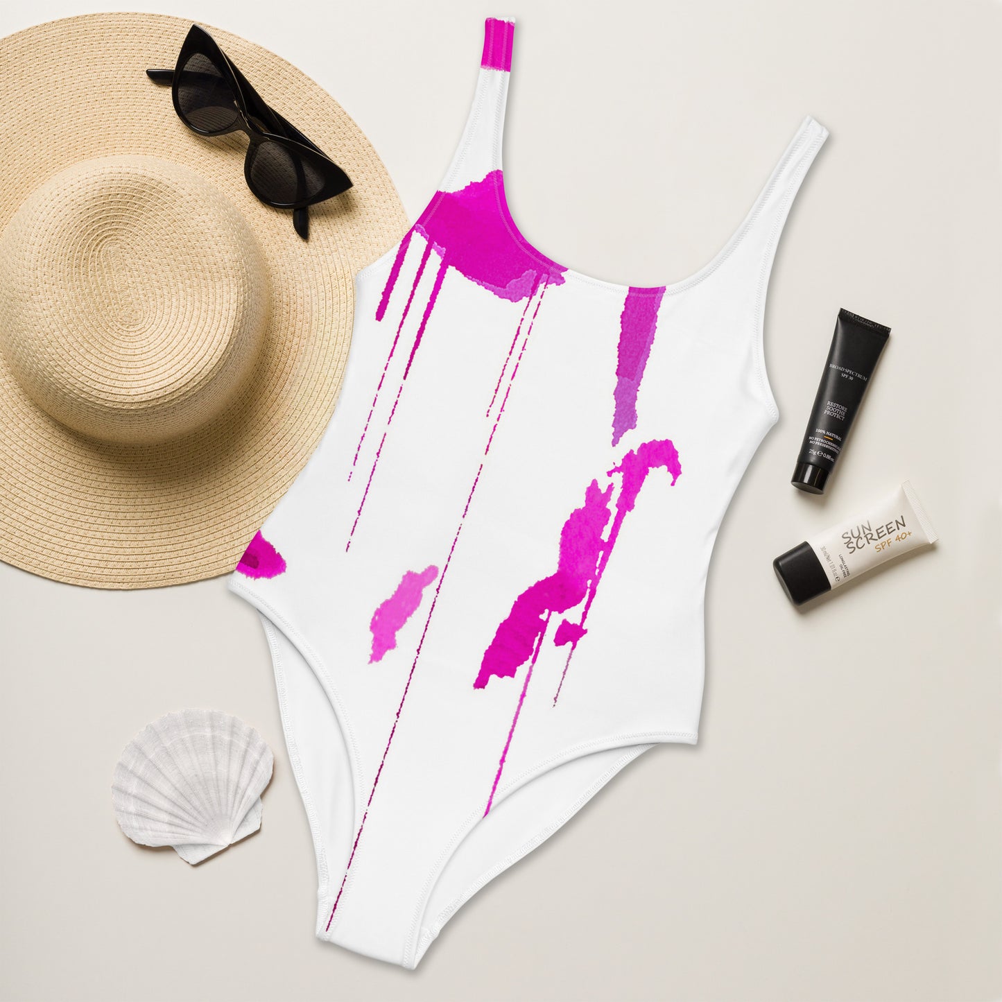 Tracks Of My Tears - Womens Pink One - Piece Swimsuit - iSAW Company