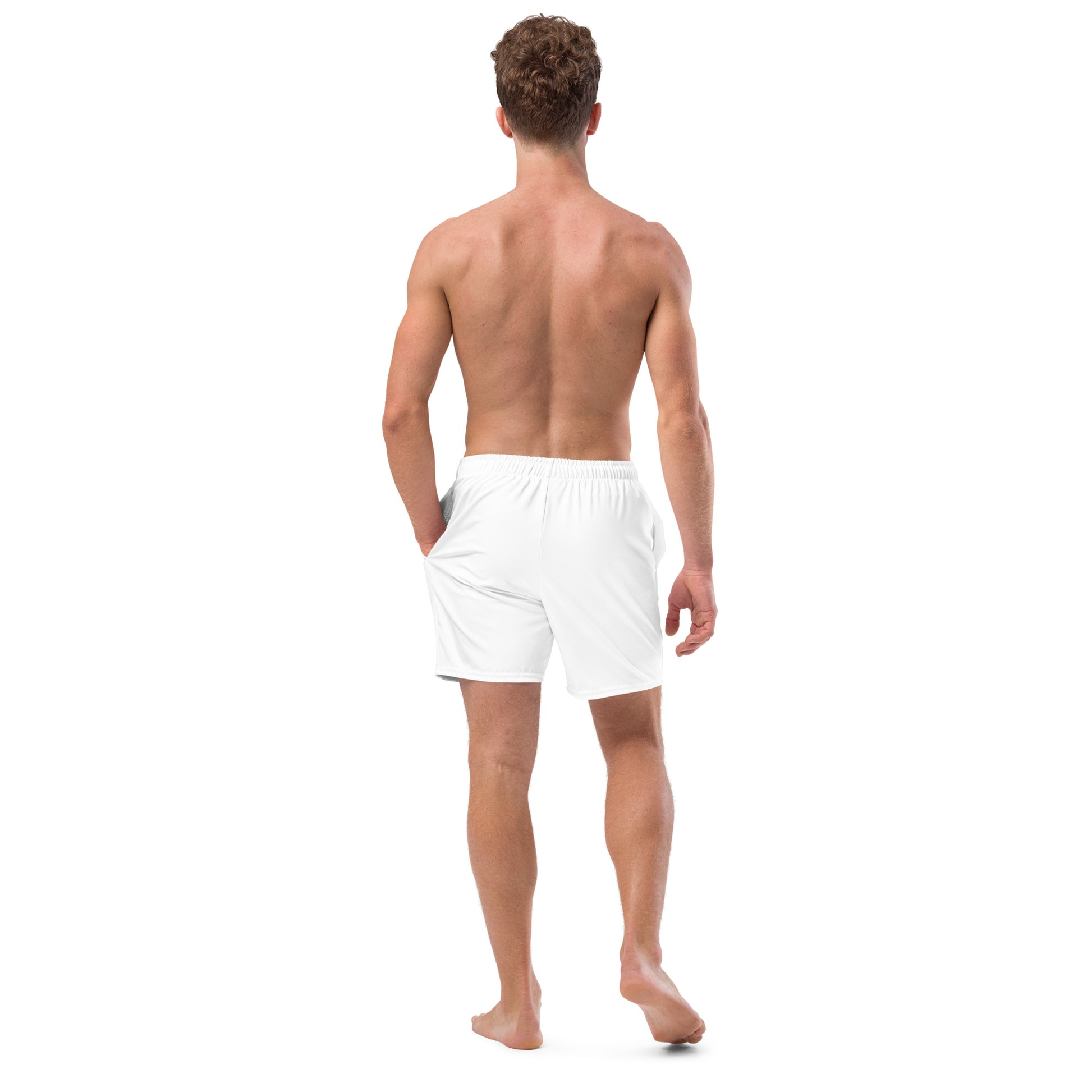 iSAW Mens White Swim Trunks - iSAW Company