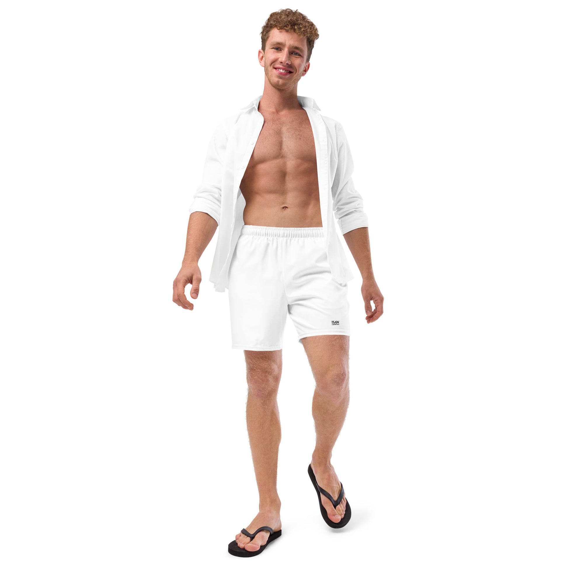 iSAW Mens White Swim Trunks - iSAW Company