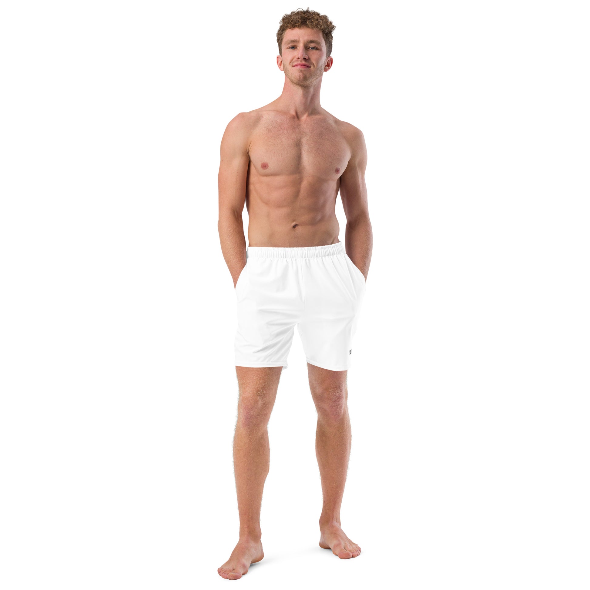 iSAW Mens White Swim Trunks - iSAW Company