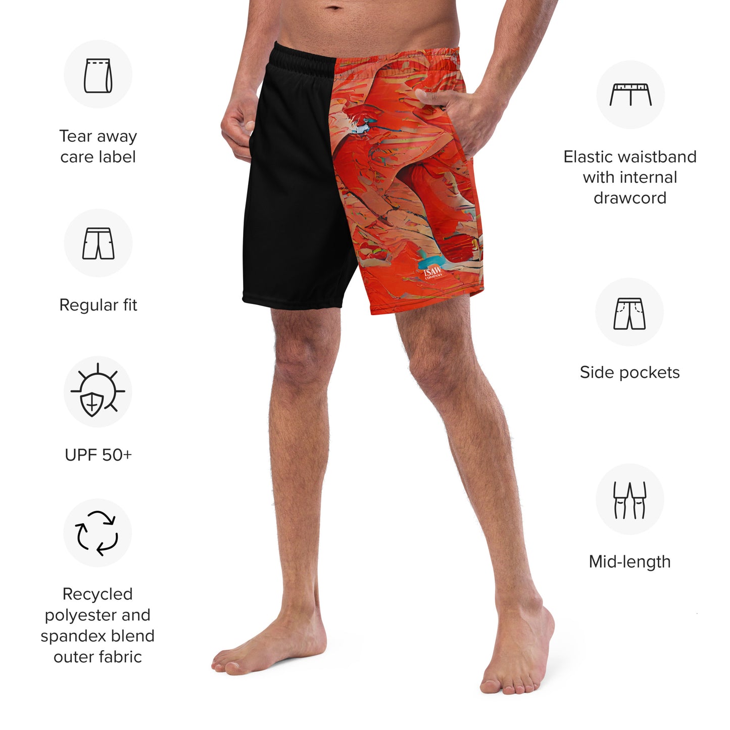 Half Black Half Hónghǎi - Mens Swim Trunks - iSAW Company