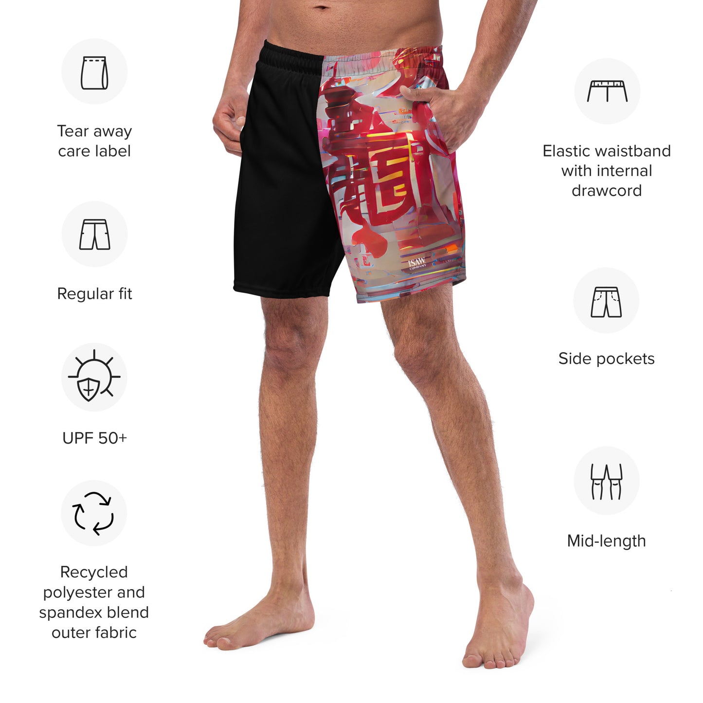 Half Black Half Báijiǔ - Mens Swim Trunks - iSAW Company