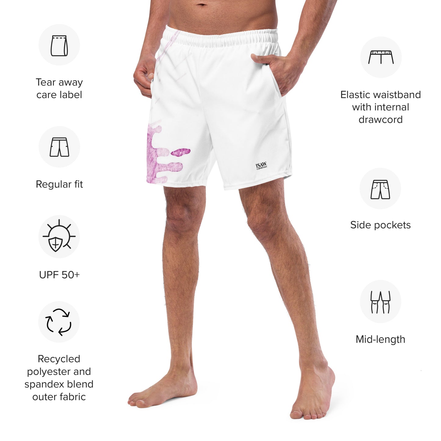 Watercolour Pink Splash - Mens Swim Trunks - iSAW Company