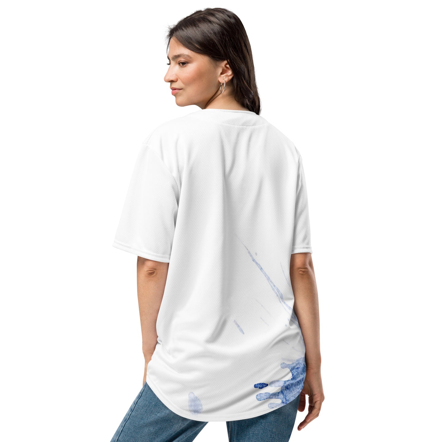 Watercolour Blue Splash - Unisex Baseball Jersey - iSAW Company