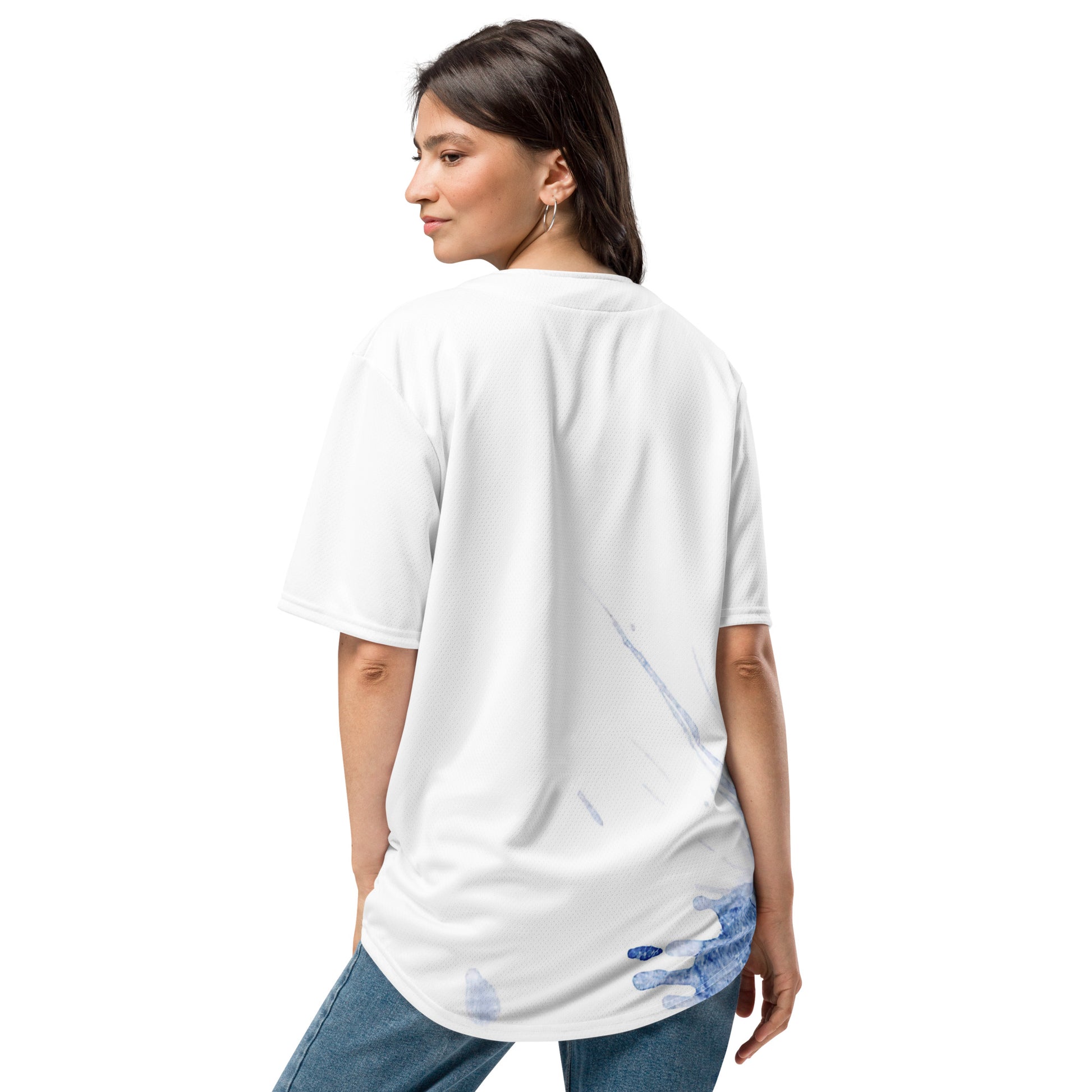 Watercolour Blue Splash - Unisex Baseball Jersey - iSAW Company