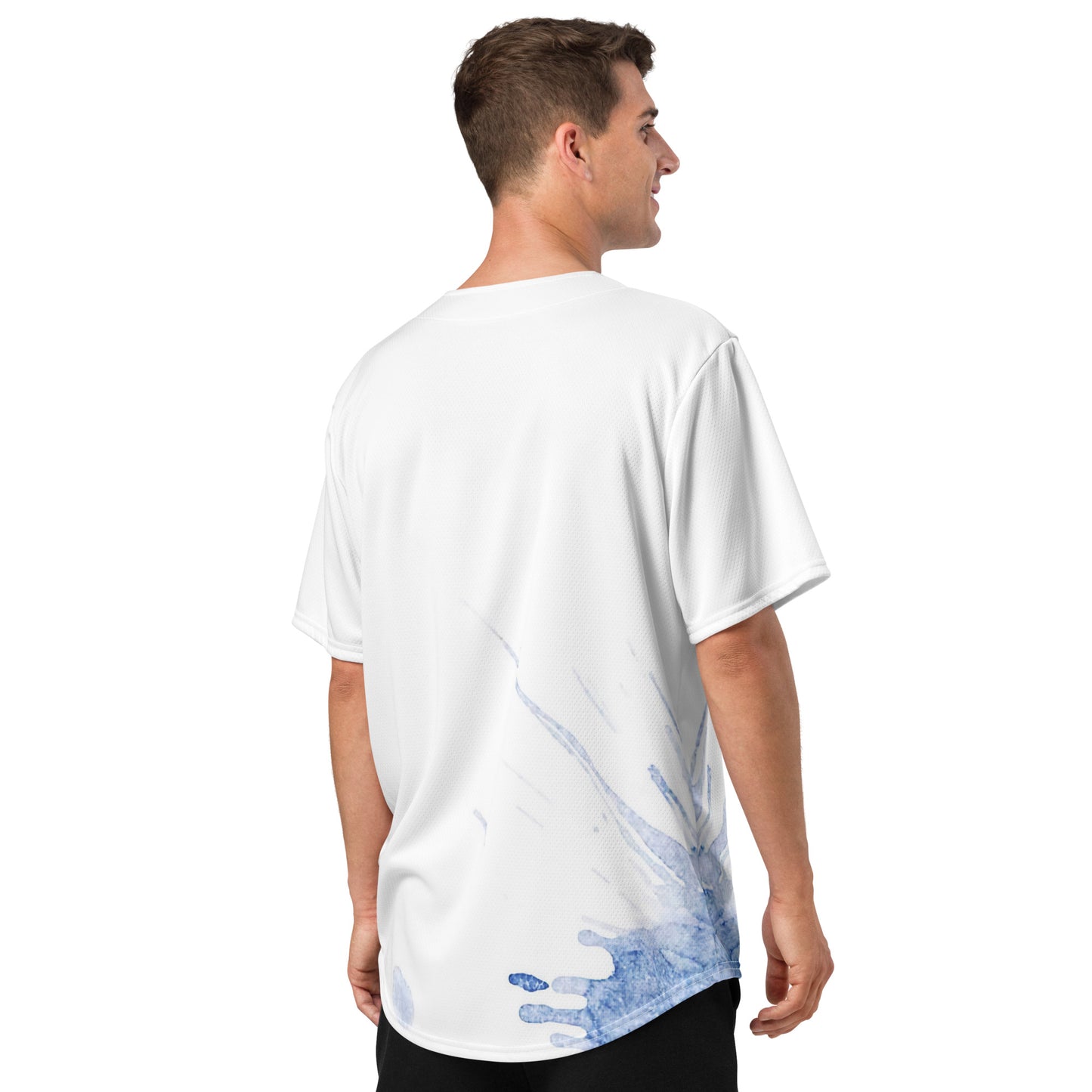 Watercolour Blue Splash - Unisex Baseball Jersey - iSAW Company