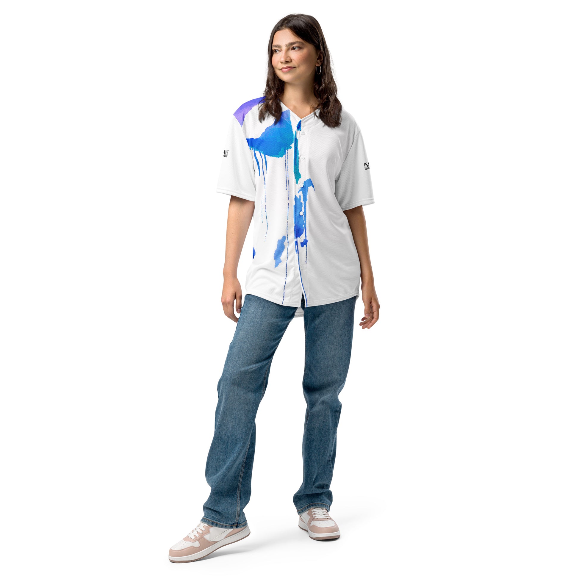 Tracks of My Tears - Womens Blue Baseball Jersey - iSAW Company