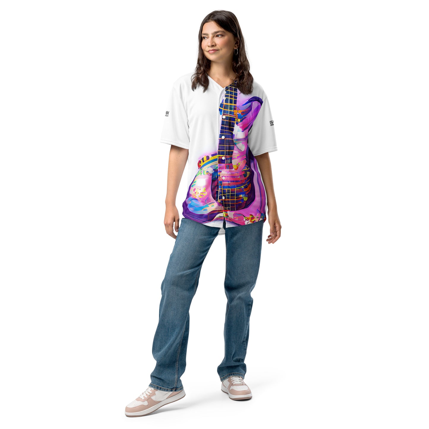 Hippie Guitar - Womens Baseball Jersey - iSAW Company