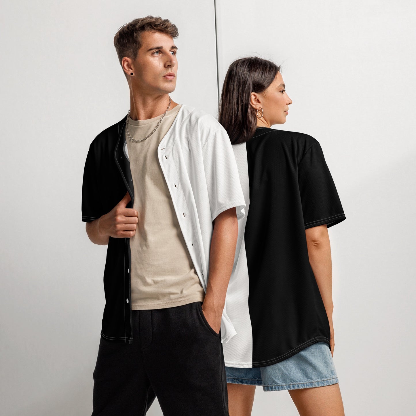 Half Black Half White - Unisex Baseball Jersey - iSAW Company