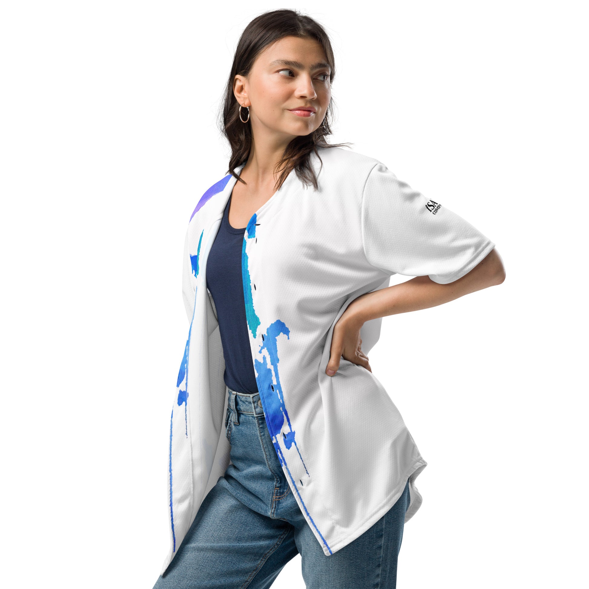 Tracks of My Tears - Womens Blue Baseball Jersey - iSAW Company