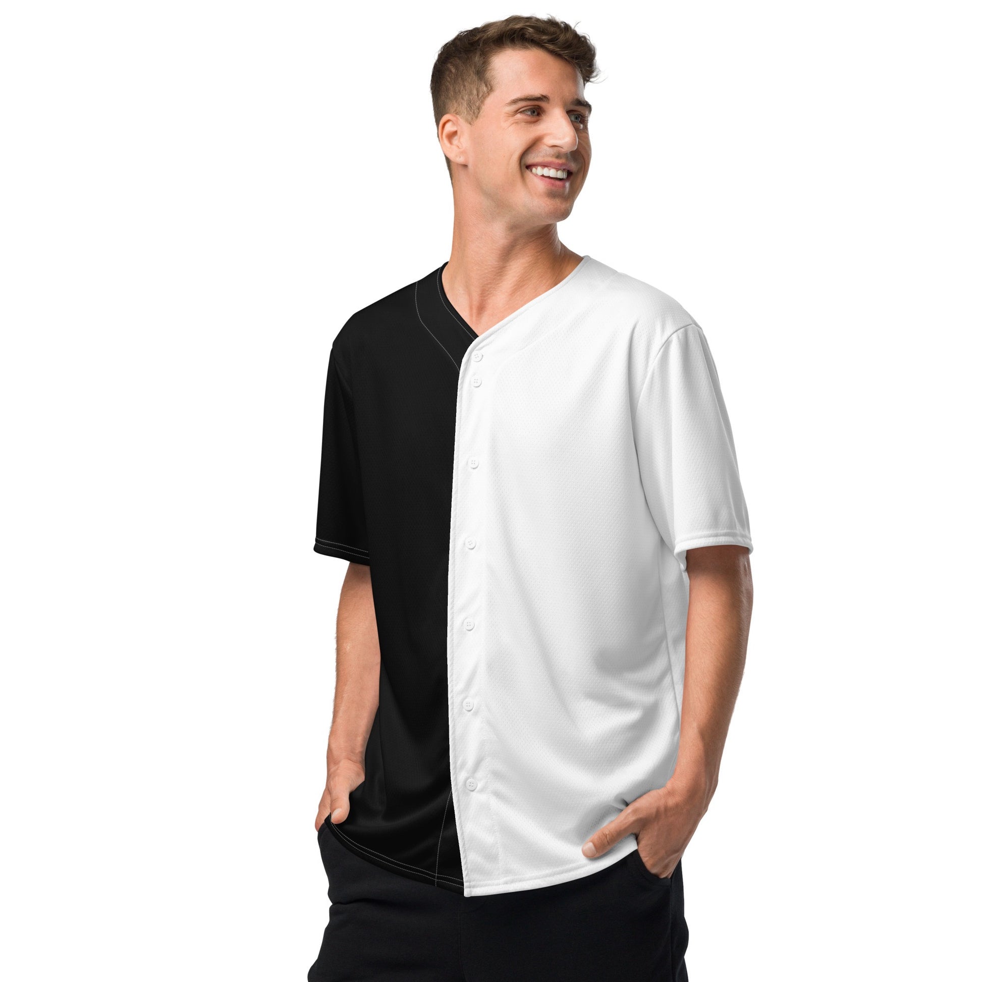 Half Black Half White - Unisex Baseball Jersey - iSAW Company