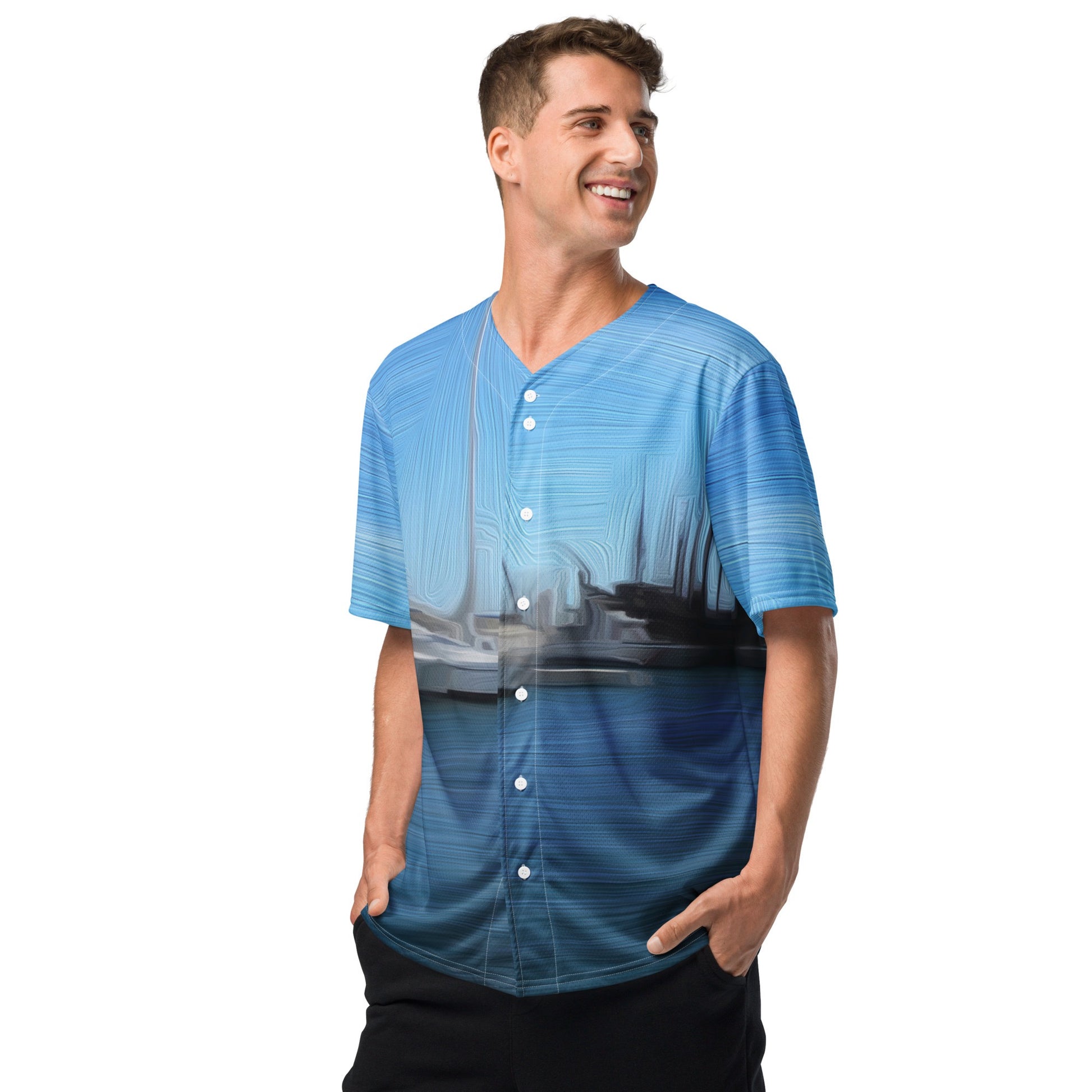 The Sleeping Yachts (at Morning) - Unisex Baseball Jersey - iSAW Company