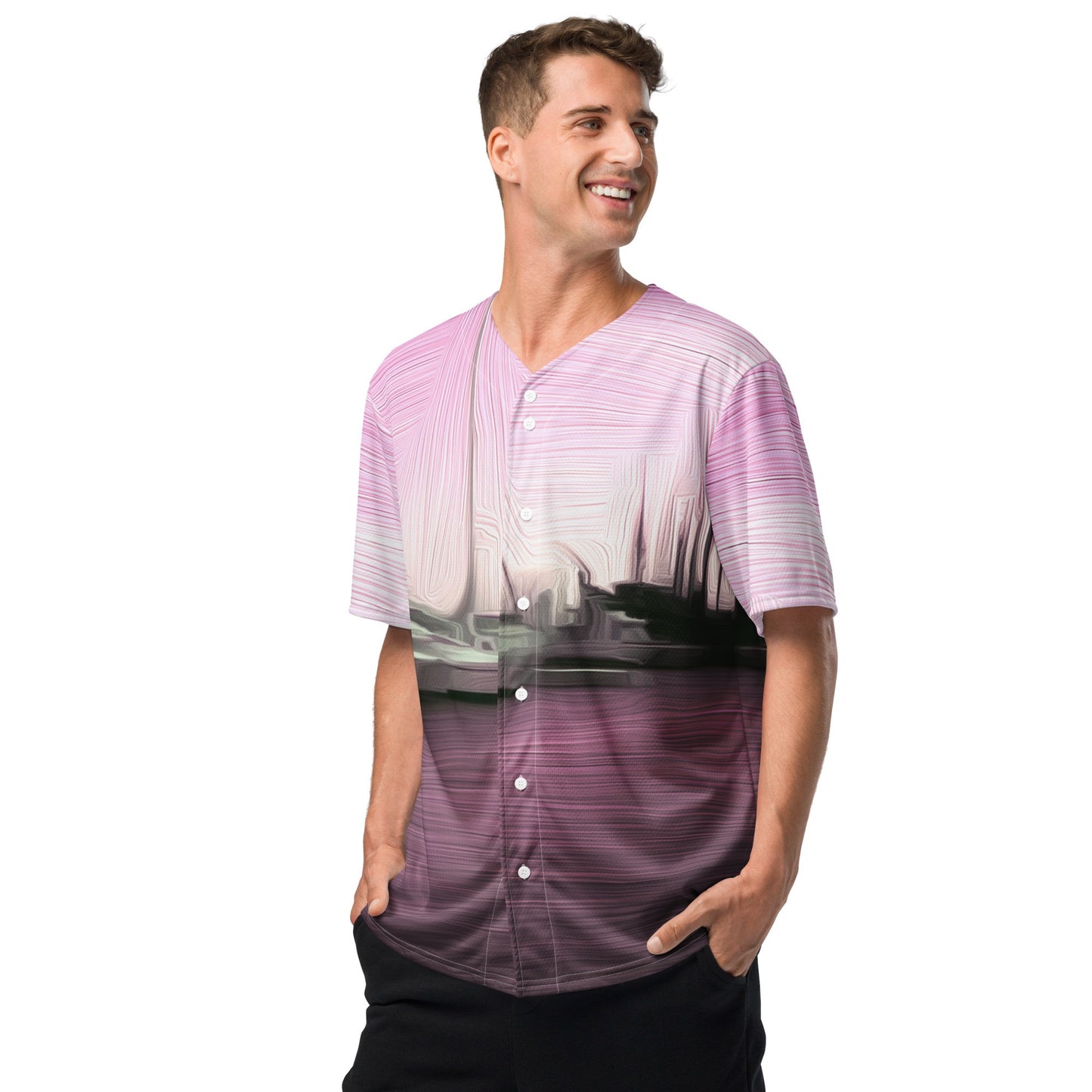 The Sleeping Yachts (at Evening) - Unisex Baseball Jersey - iSAW Company