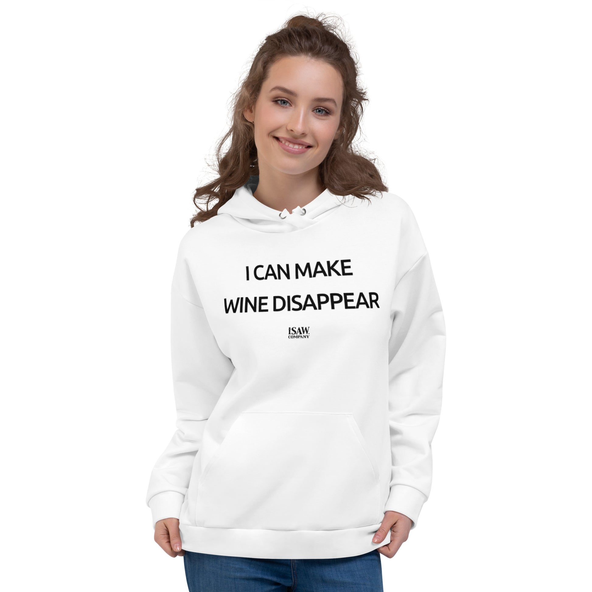 I Can Make Wine Disappear - Womens White Hoodie - iSAW Company