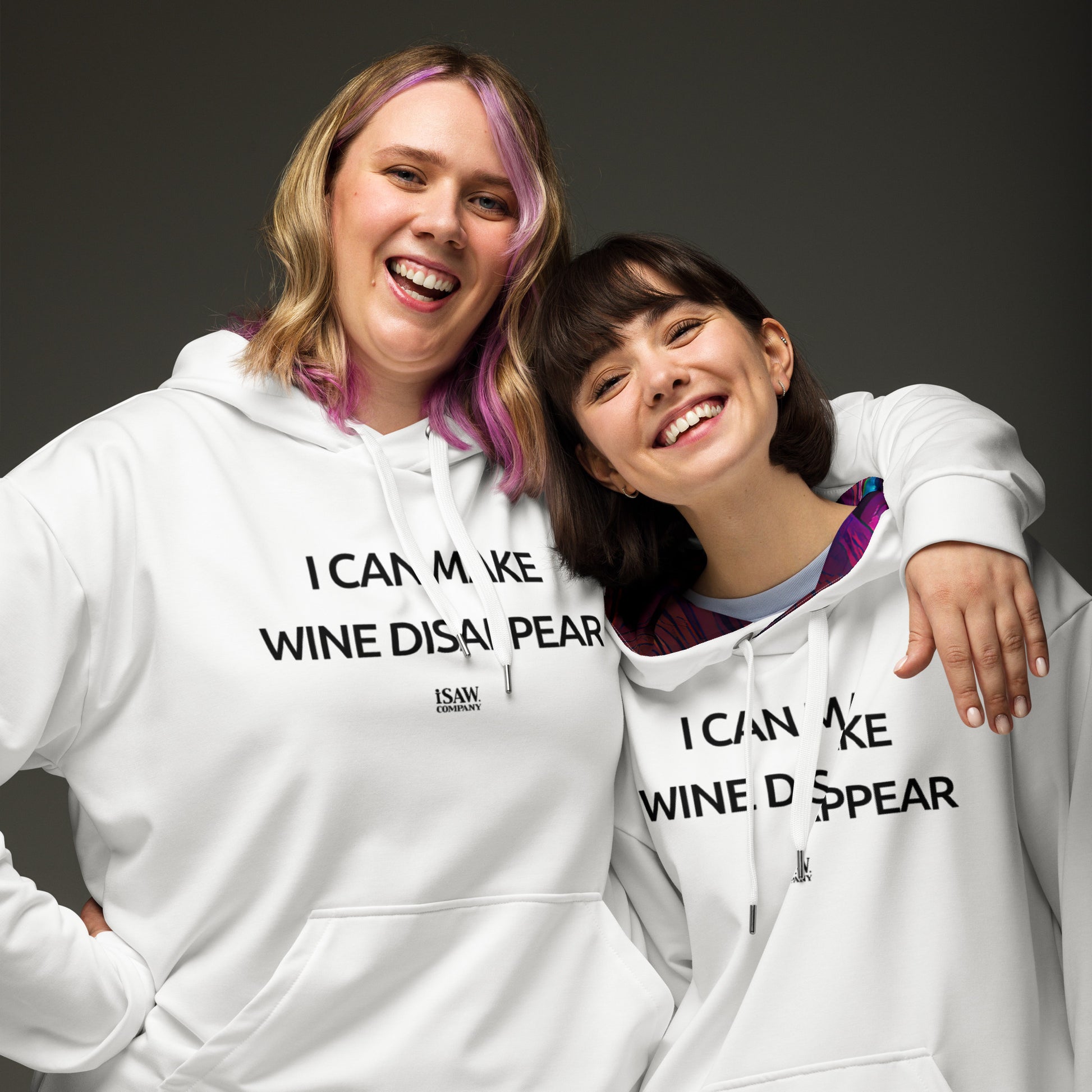 I Can Make Wine Disappear - Womens White Hoodie - iSAW Company