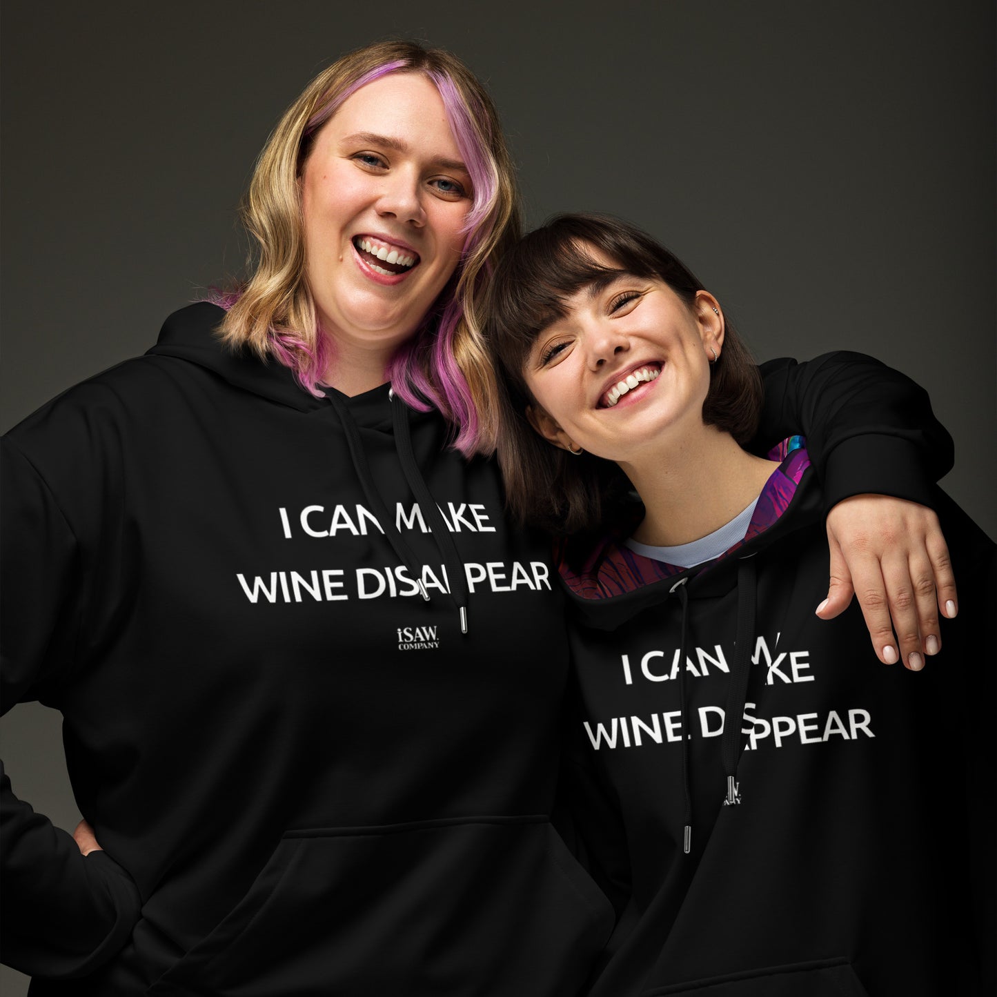 I Can Make Wine Disappear - Womens Black Hoodie - iSAW Company