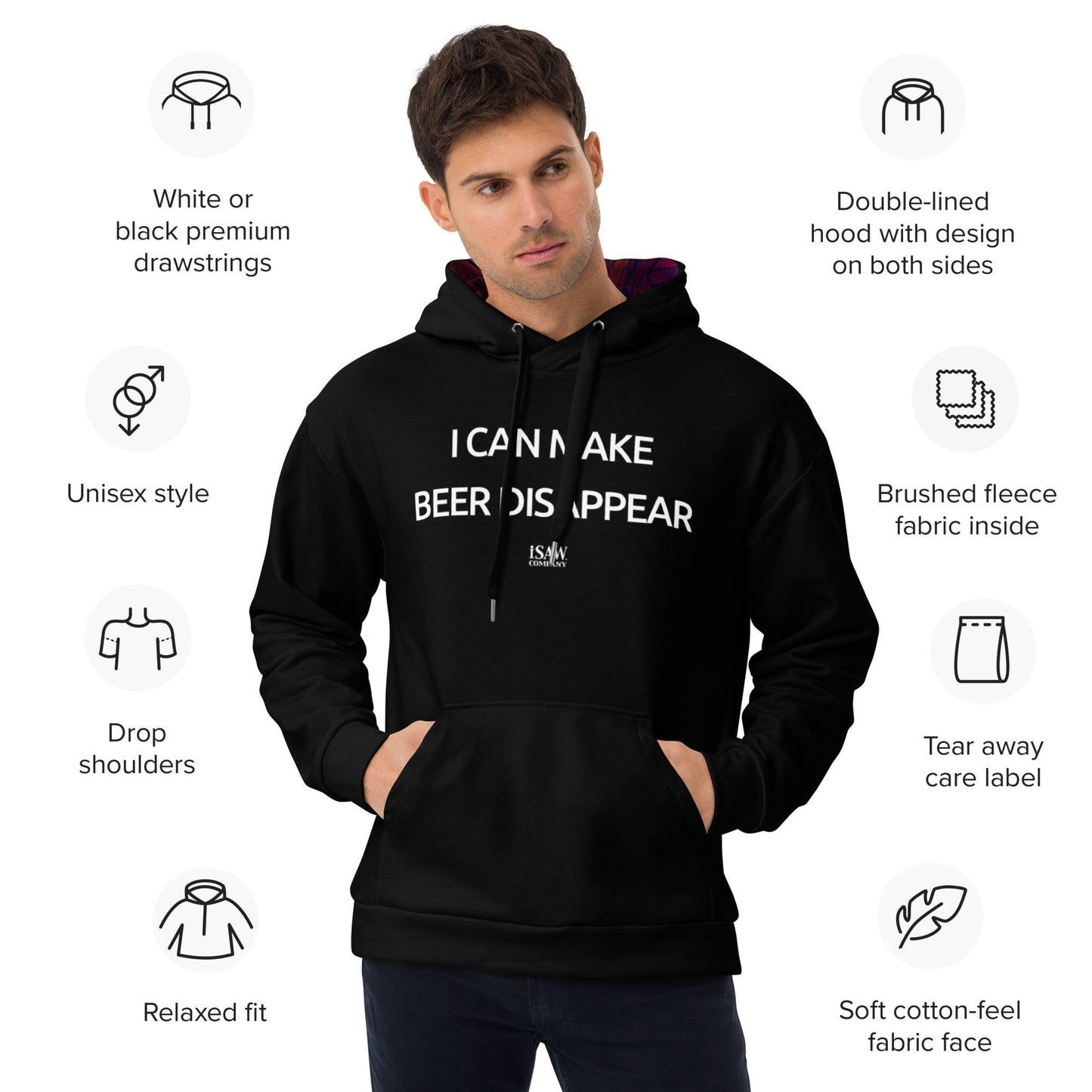 I Can Make Beer Disappear - Mens Black Hoodie