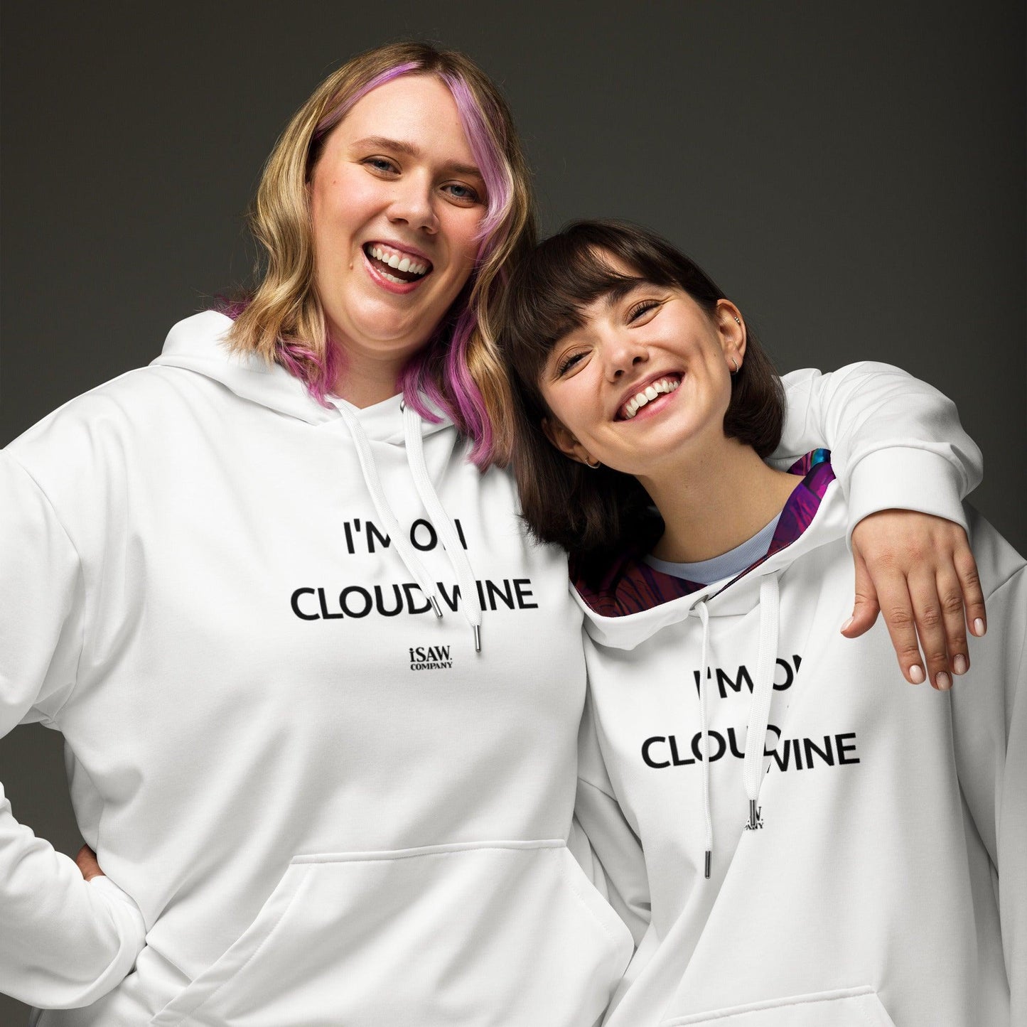 I'm On Cloud Wine - Womens White Hoodie