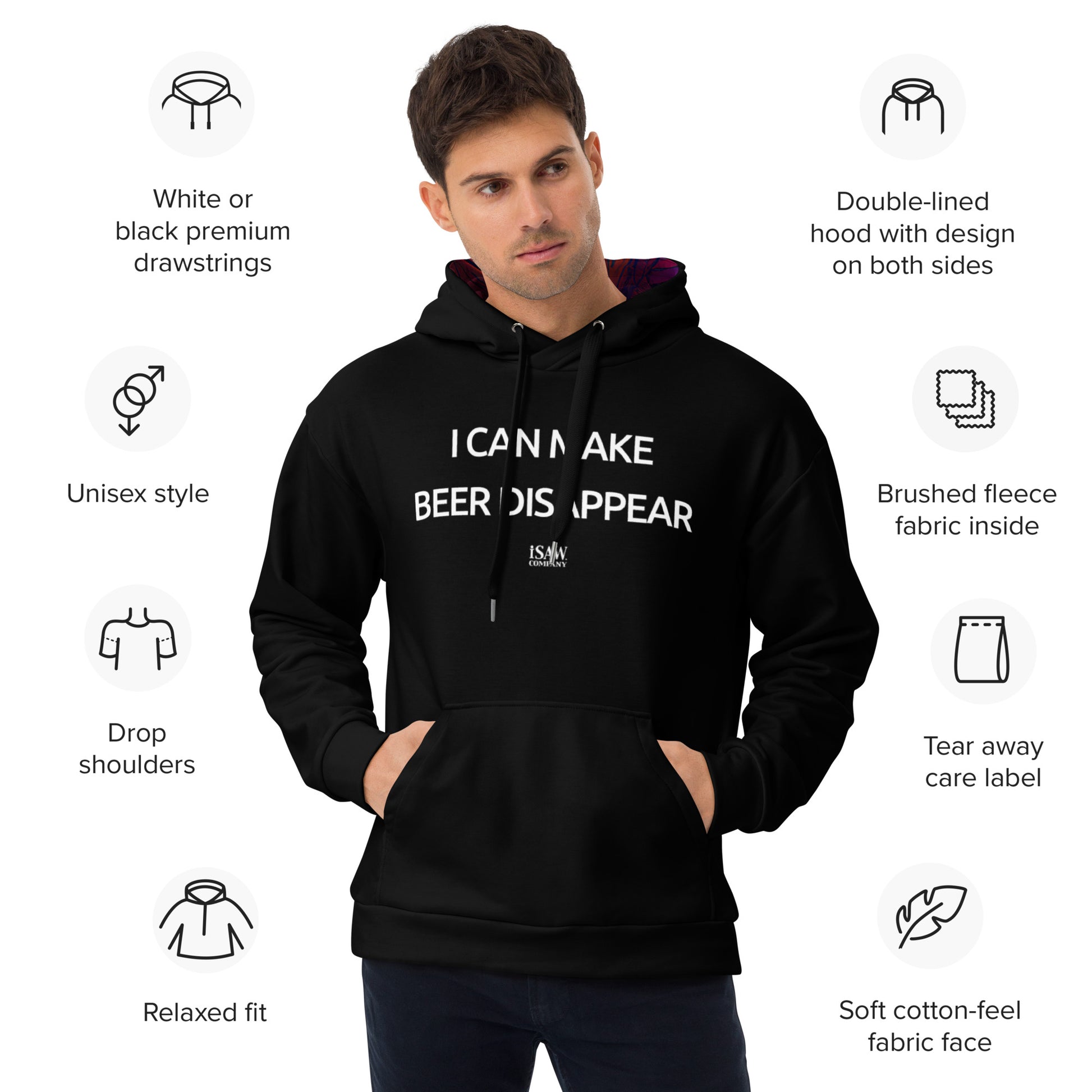 I Can Make Beer Disappear - Unisex Black Hoodie - iSAW Company