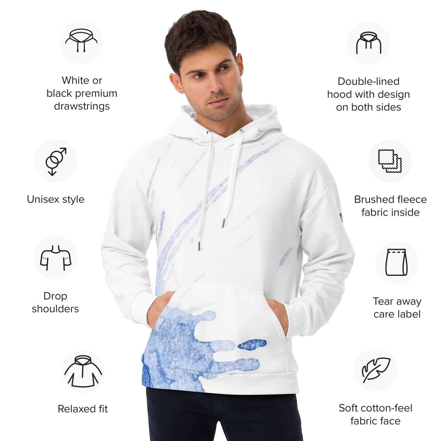 Watercolour Blue Splash - Unisex Hoodie - iSAW Company