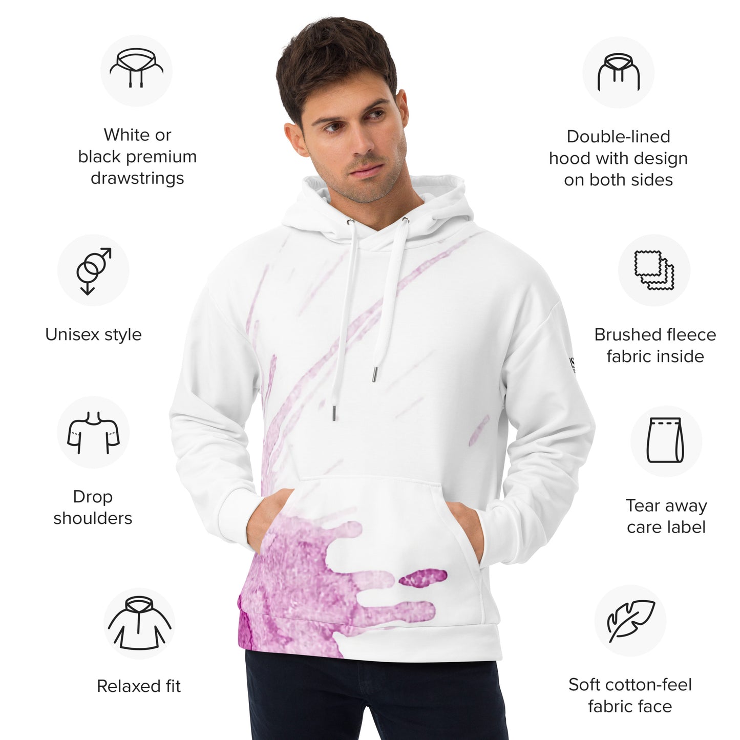 Watercolour Pink Splash - Unisex Hoodie - iSAW Company