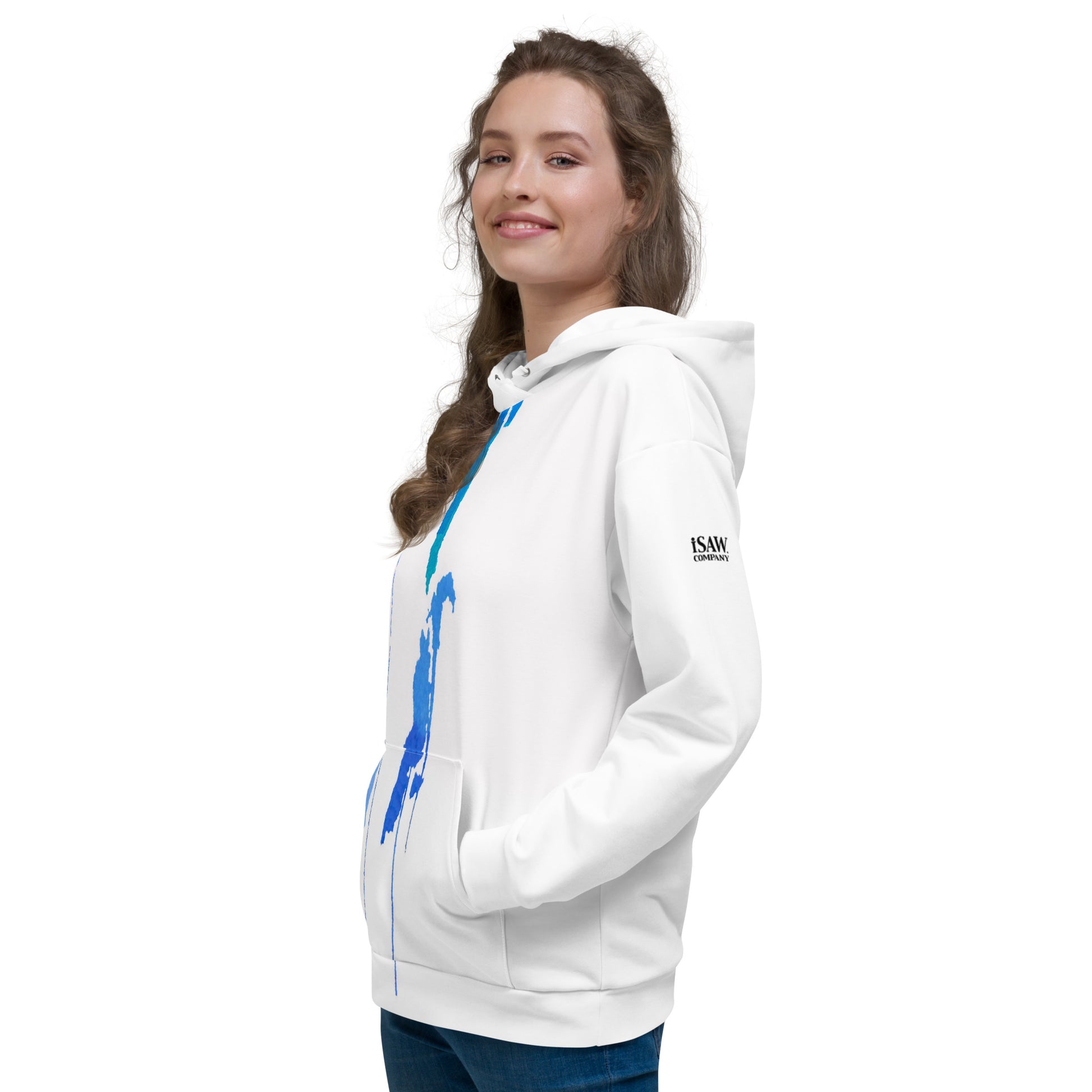 Tracks of My Tears - Womens Blue Hoodie - iSAW Company