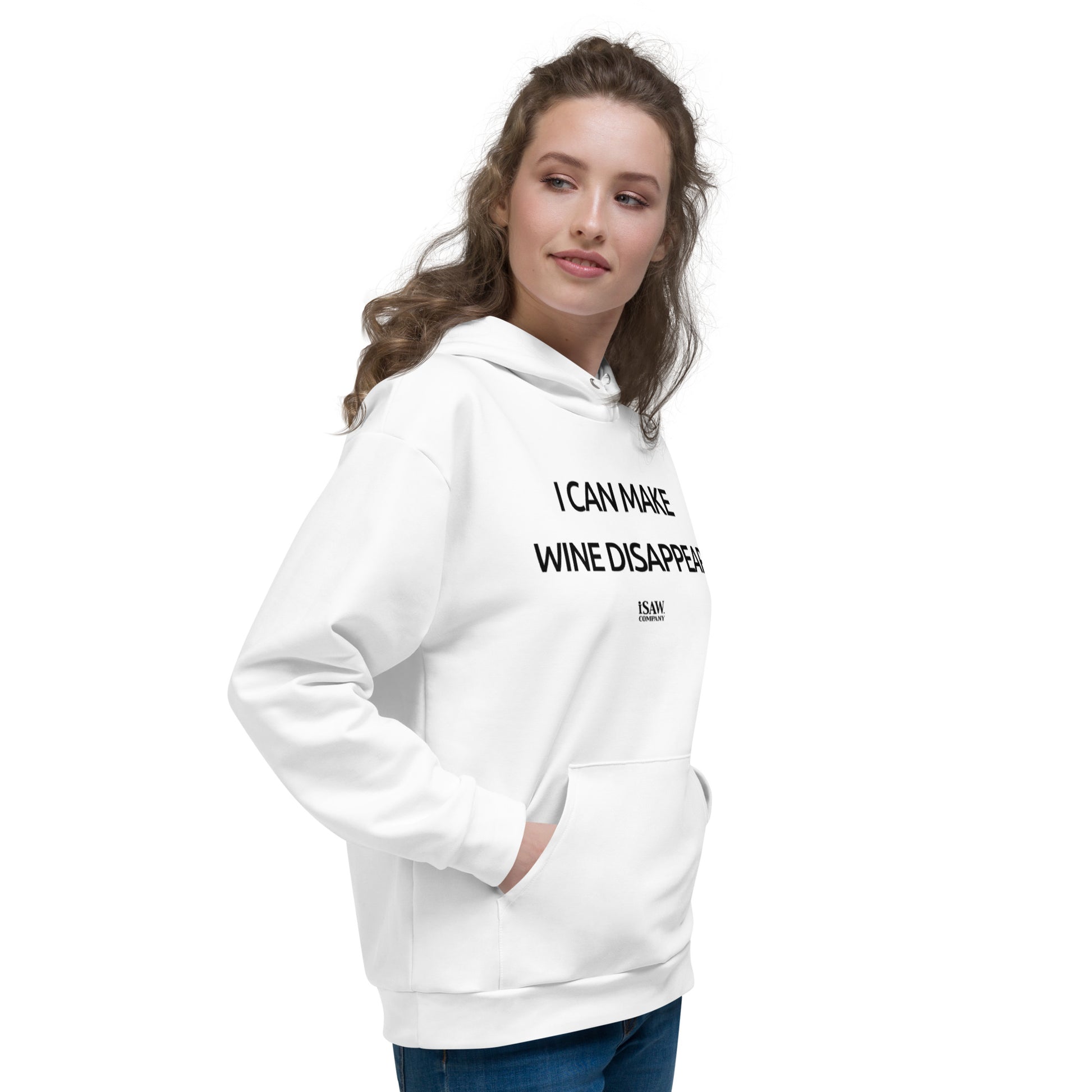 I Can Make Wine Disappear - Womens White Hoodie - iSAW Company