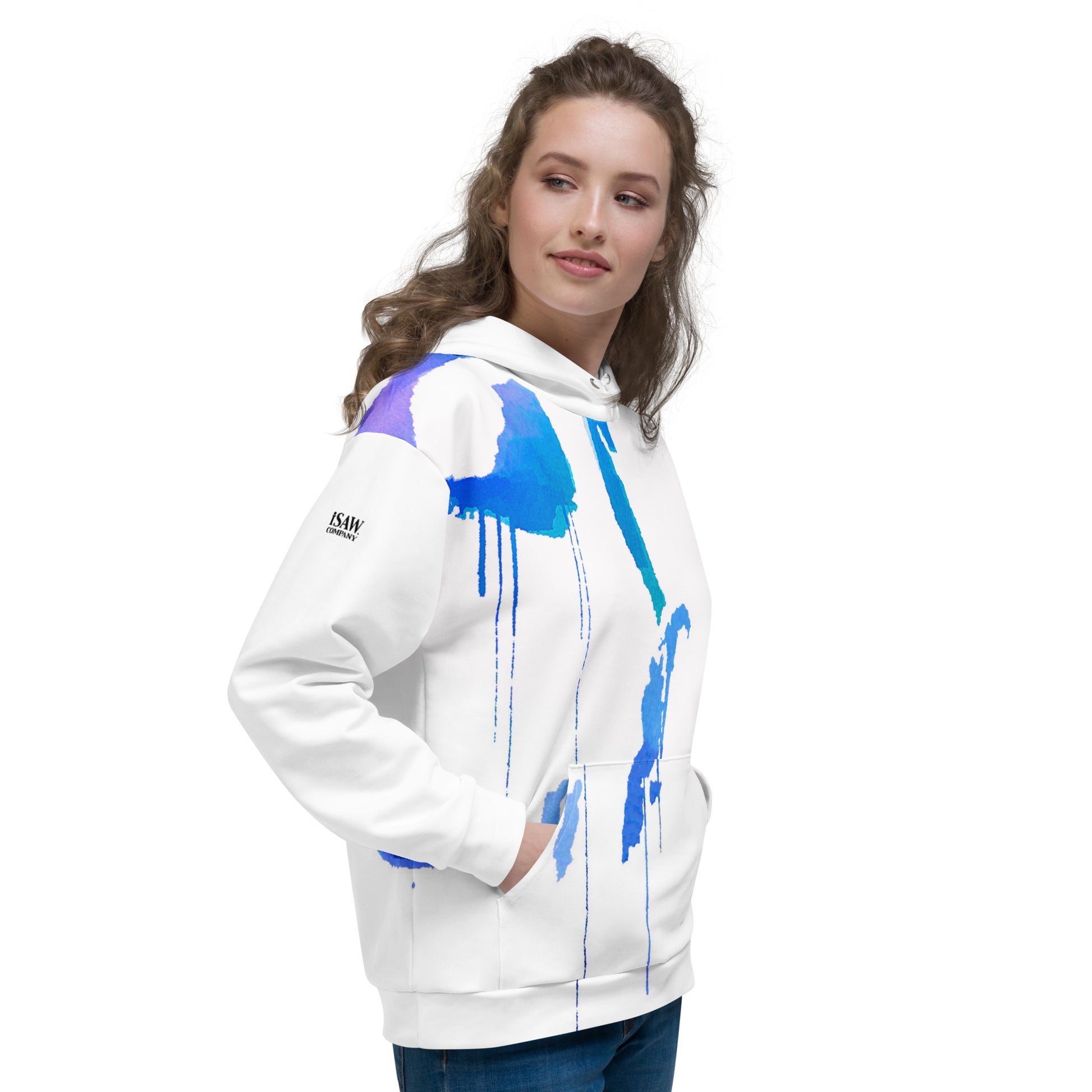 Tracks of My Tears - Womens Blue Hoodie - iSAW Company