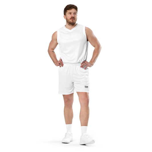 iSAW Unisex White Mesh Shorts