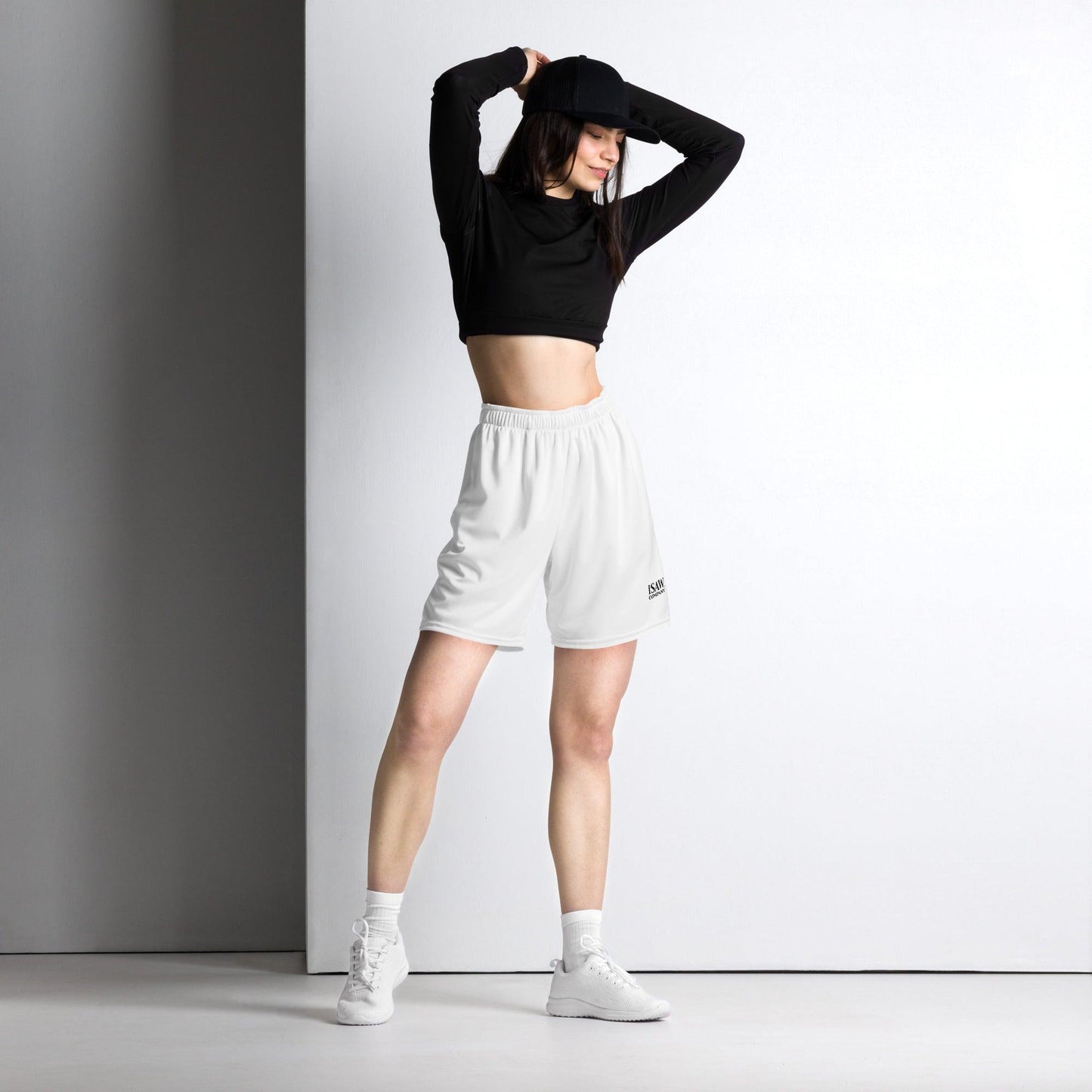 iSAW Unisex White Mesh Shorts