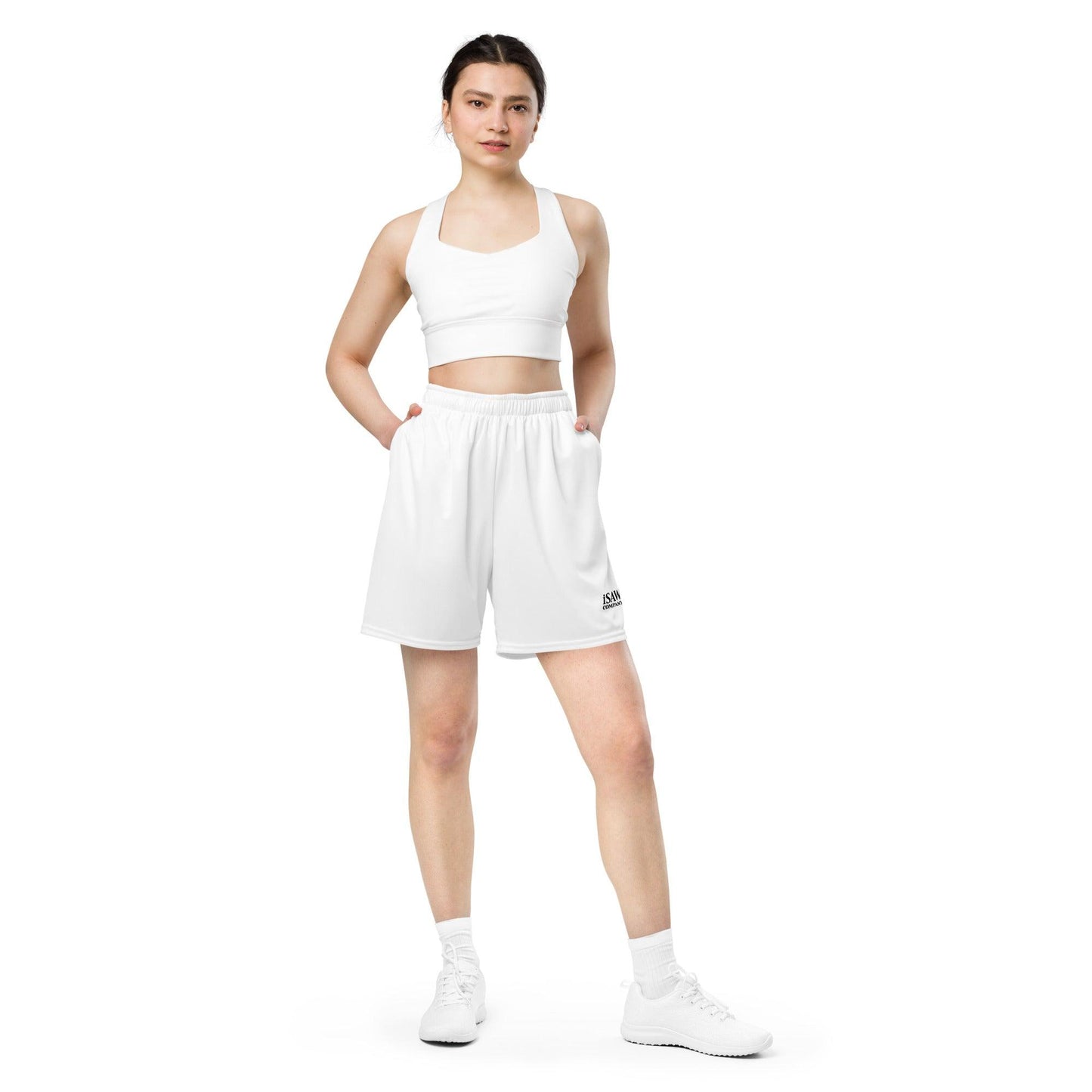 iSAW Unisex White Mesh Shorts