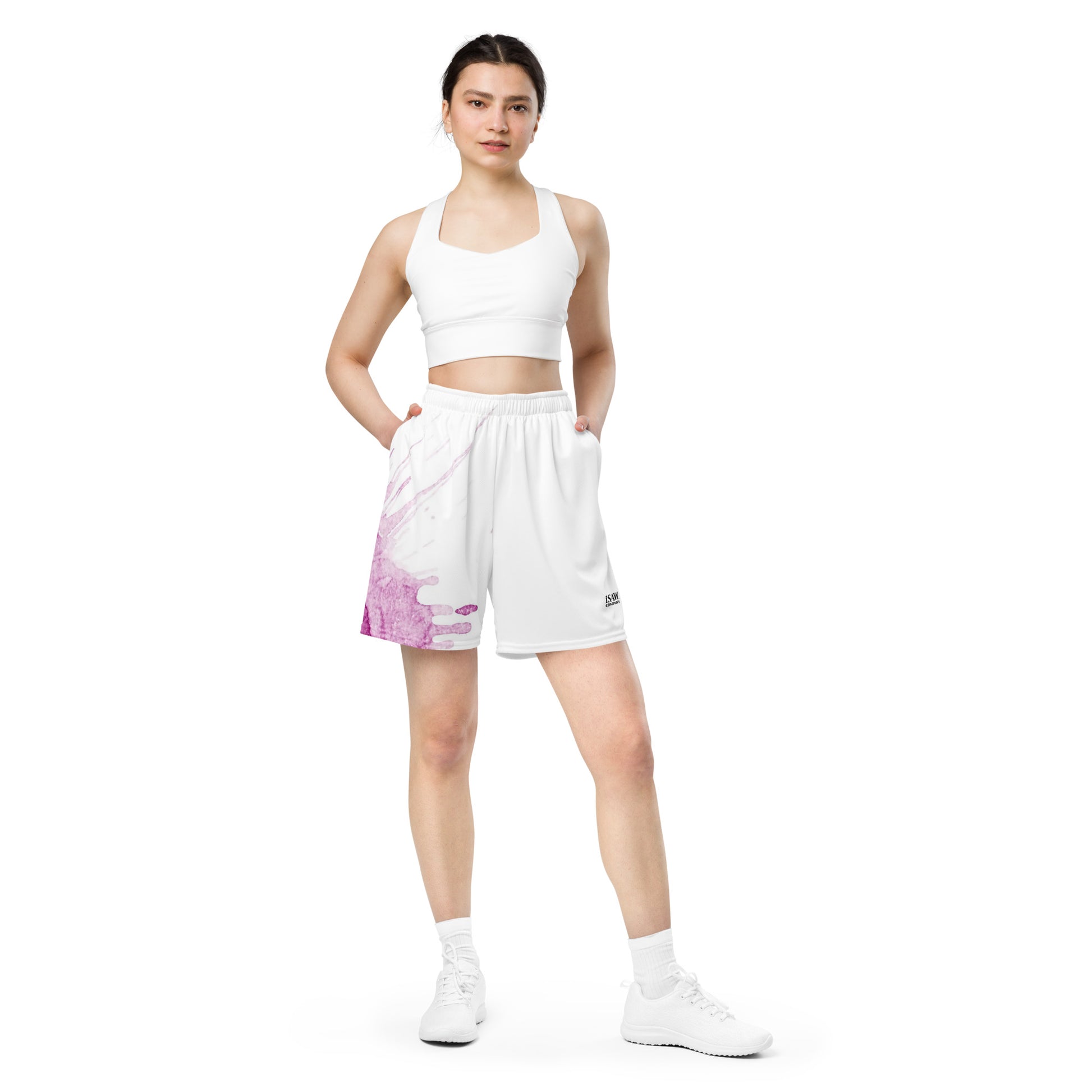 Watercolour Pink Splash - Unisex Mesh Shorts - iSAW Company