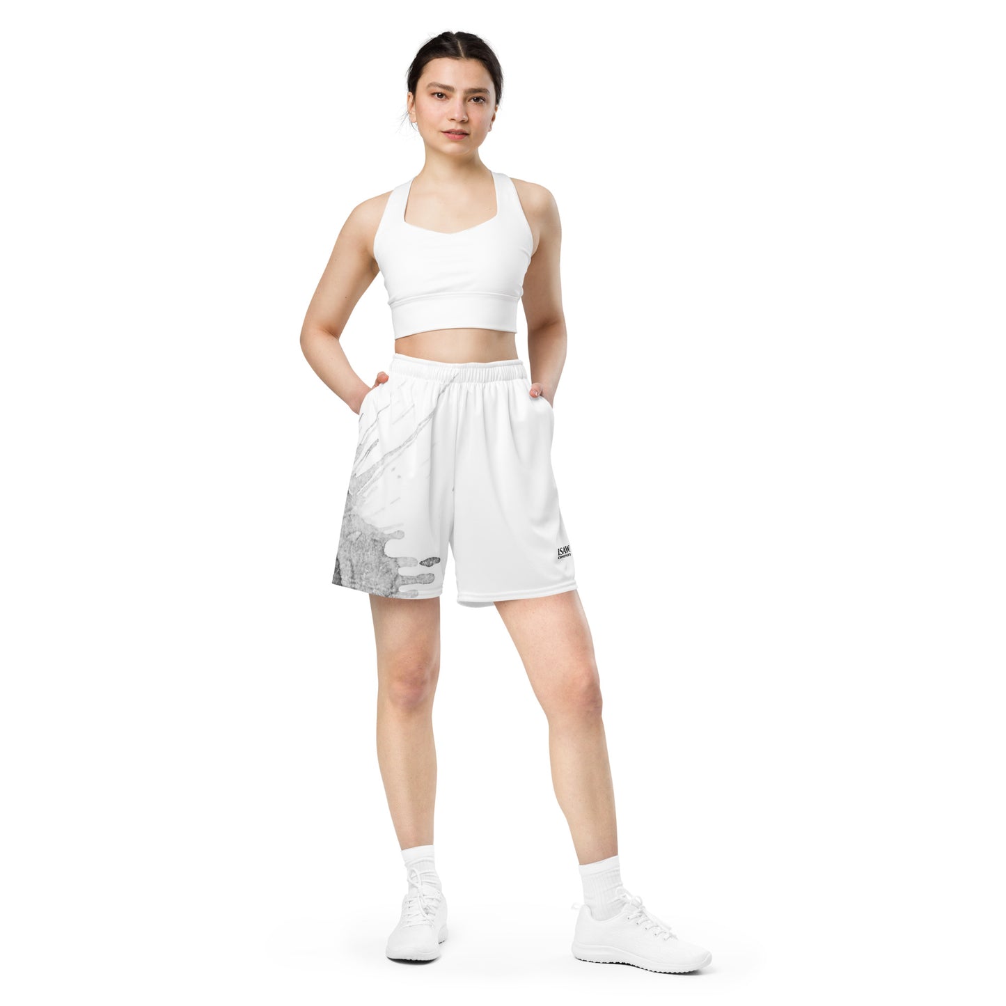 Watercolour Grey Splash - Unisex Mesh Shorts - iSAW Company