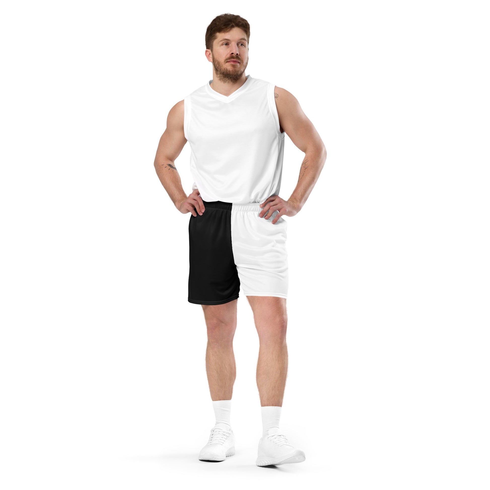 Half Black Half White - Unisex Mesh Shorts - iSAW Company
