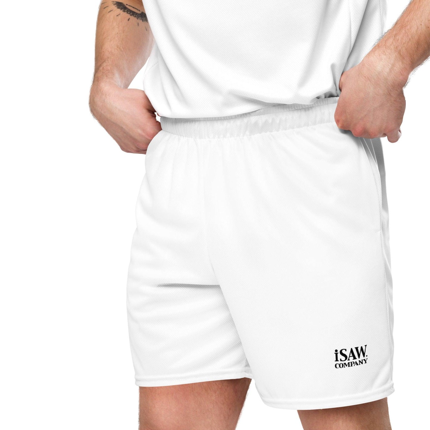 iSAW Unisex White Mesh Shorts