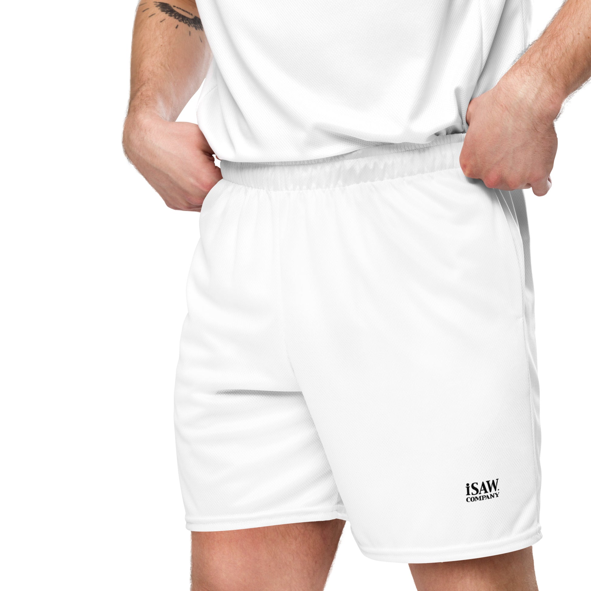 iSAW Unisex White Mesh Shorts - iSAW Company