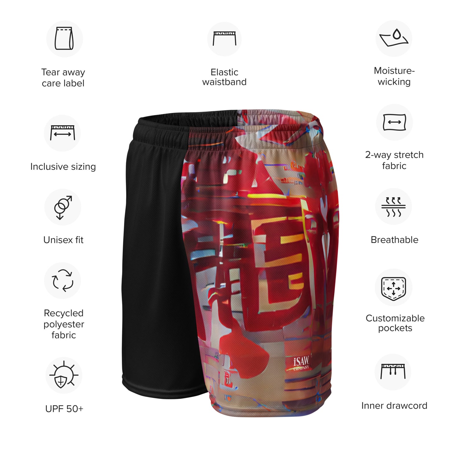 Half Black Half Báijiǔ - Unisex Mesh Shorts - iSAW Company