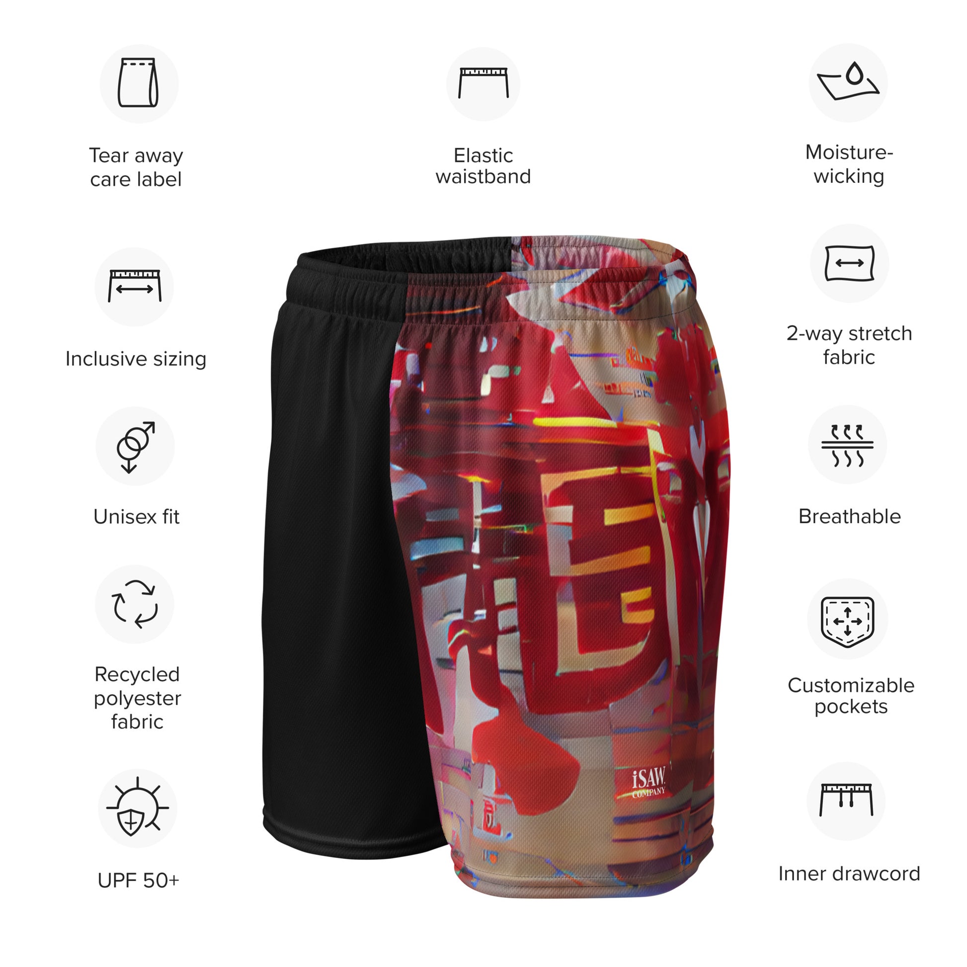 Half Black Half Báijiǔ - Unisex Mesh Shorts - iSAW Company