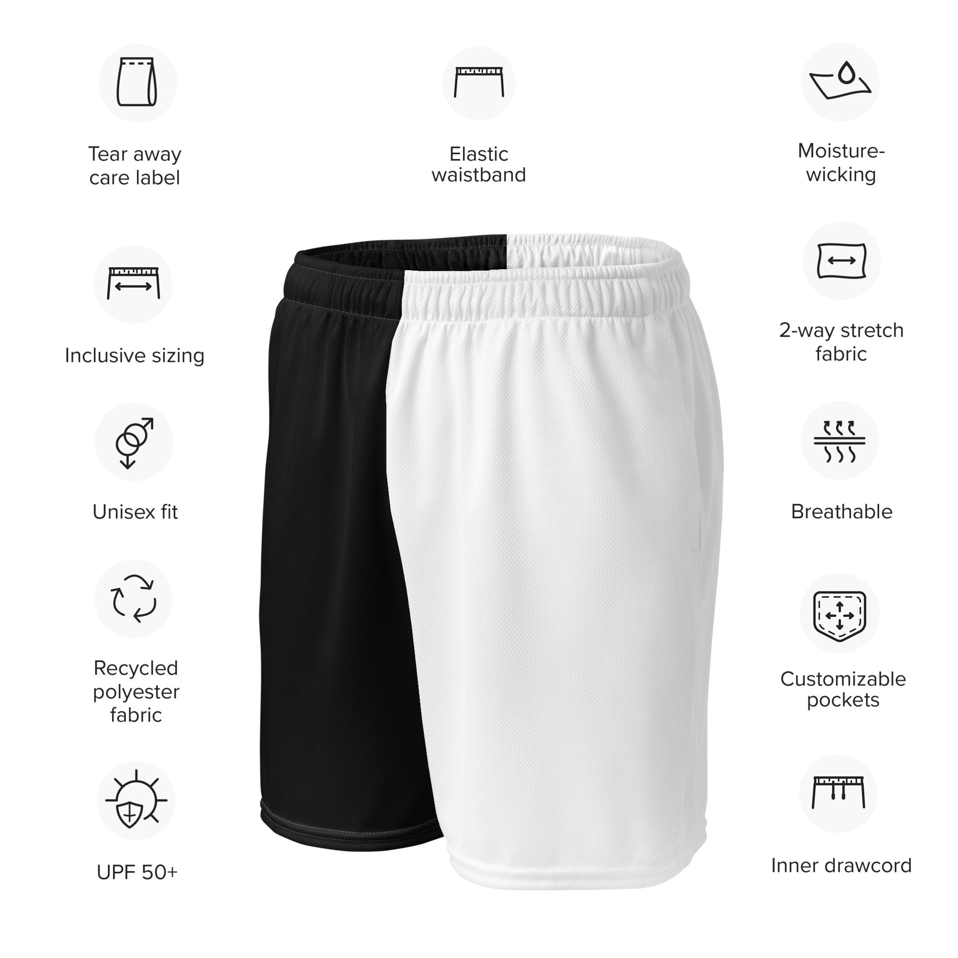 Half Black Half White - Unisex Mesh Shorts - iSAW Company