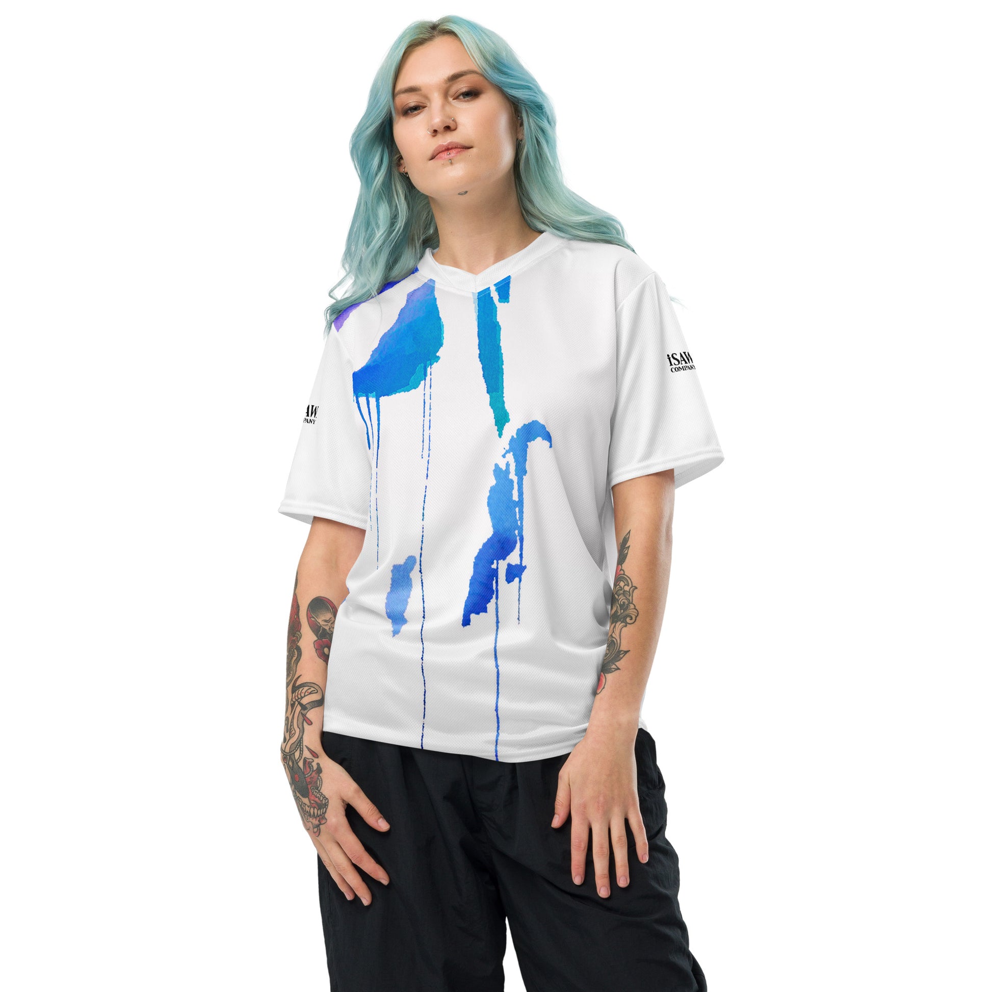 Tracks of My Tears - Womens Blue Sports Jersey - iSAW Company