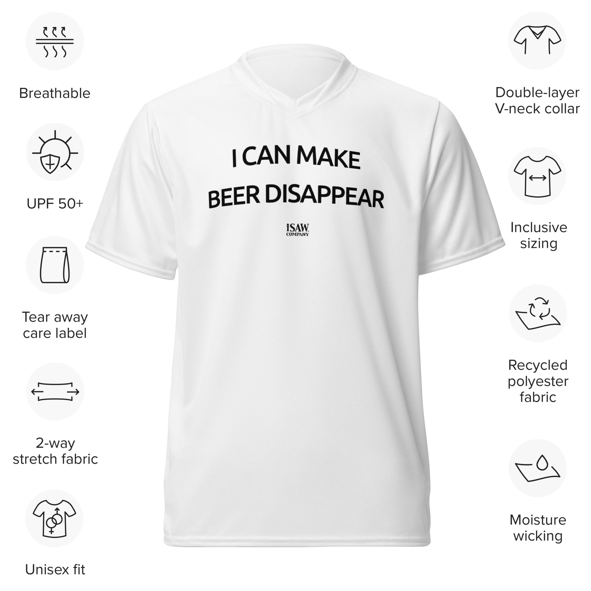 I Can Make Beer Disappear - Unisex White Sports Jersey - iSAW Company