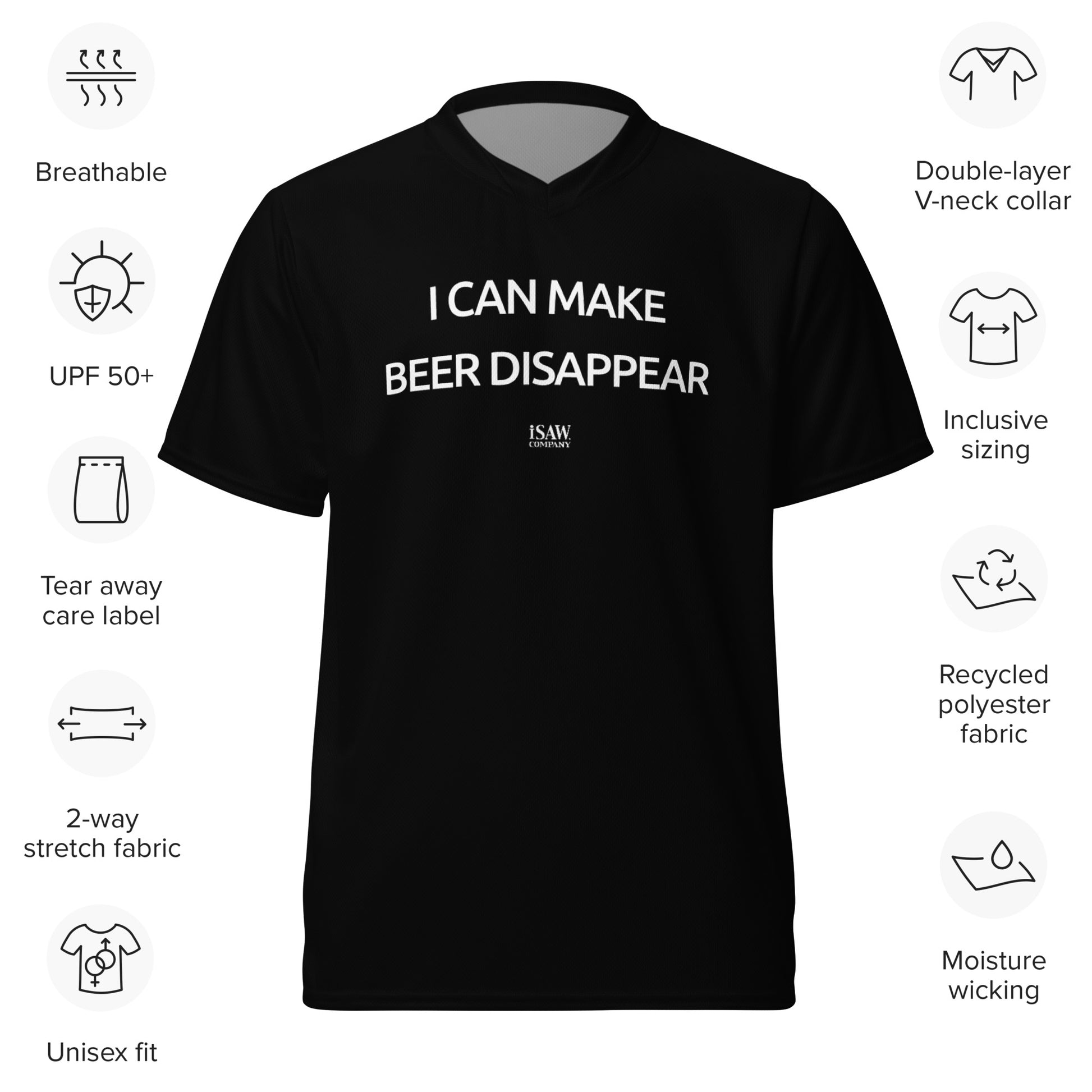 I Can Make Beer Disappear - Unisex Black Sports Jersey - iSAW Company